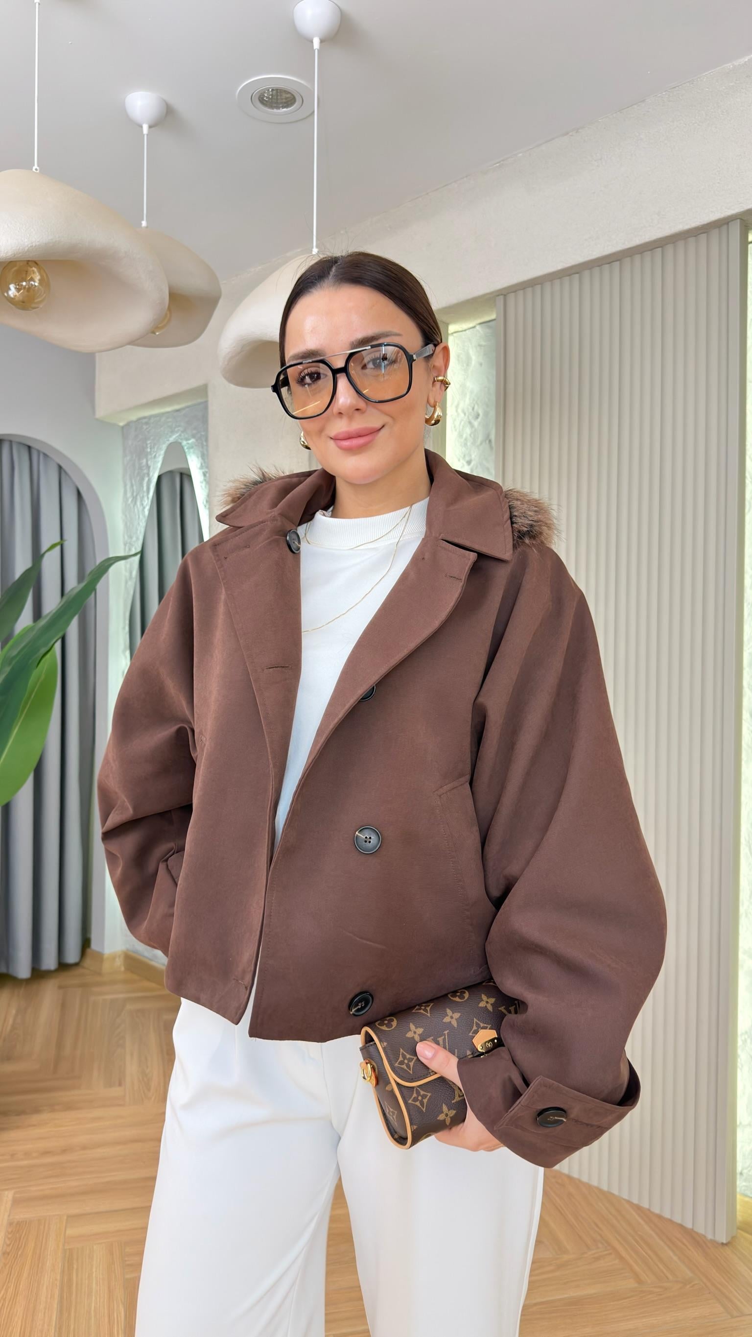 Kahve Noxie Çıkartılabilir Kapüşonlu Parka