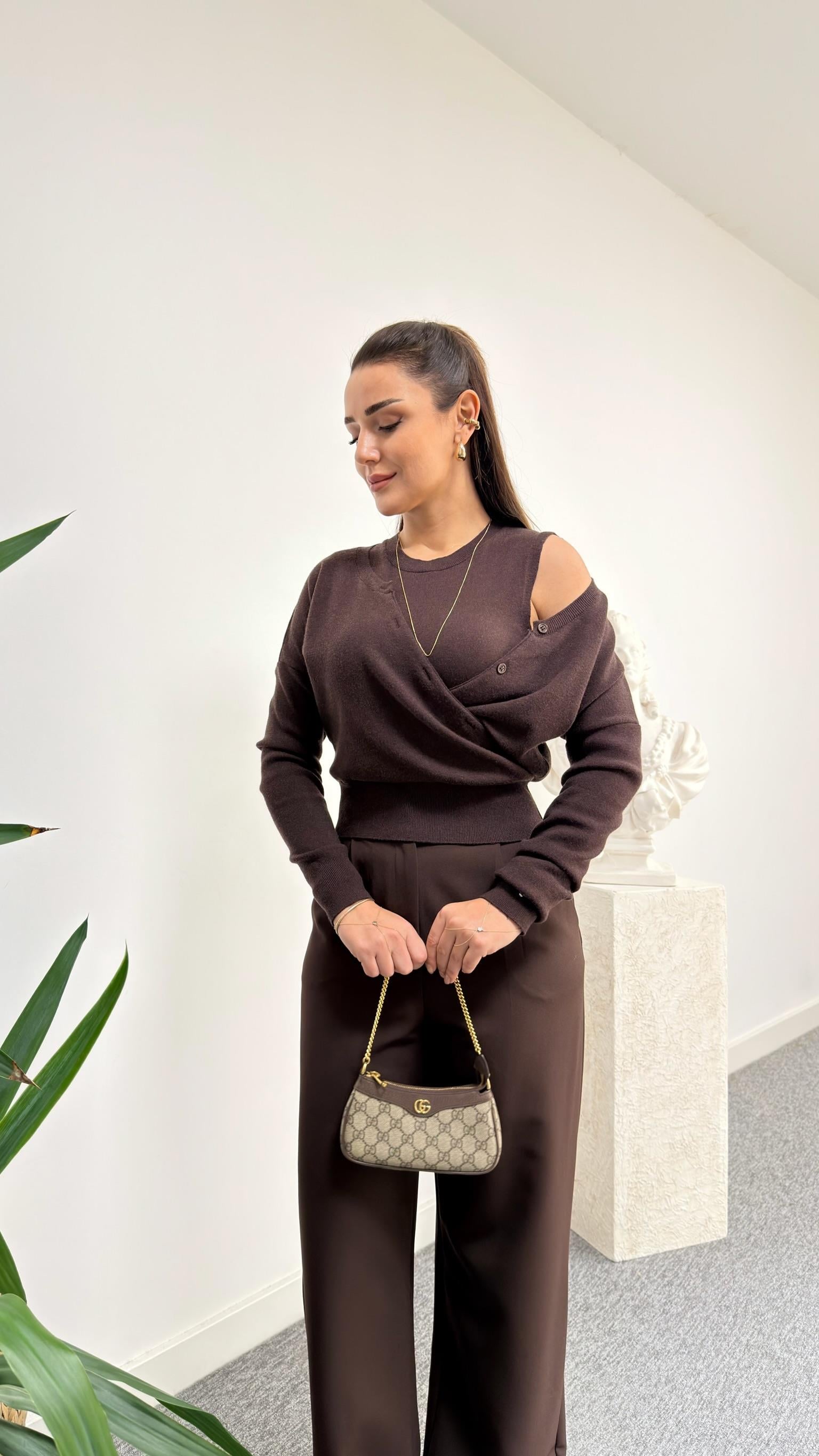 Kahve Çift Katlı Zra Model Triko