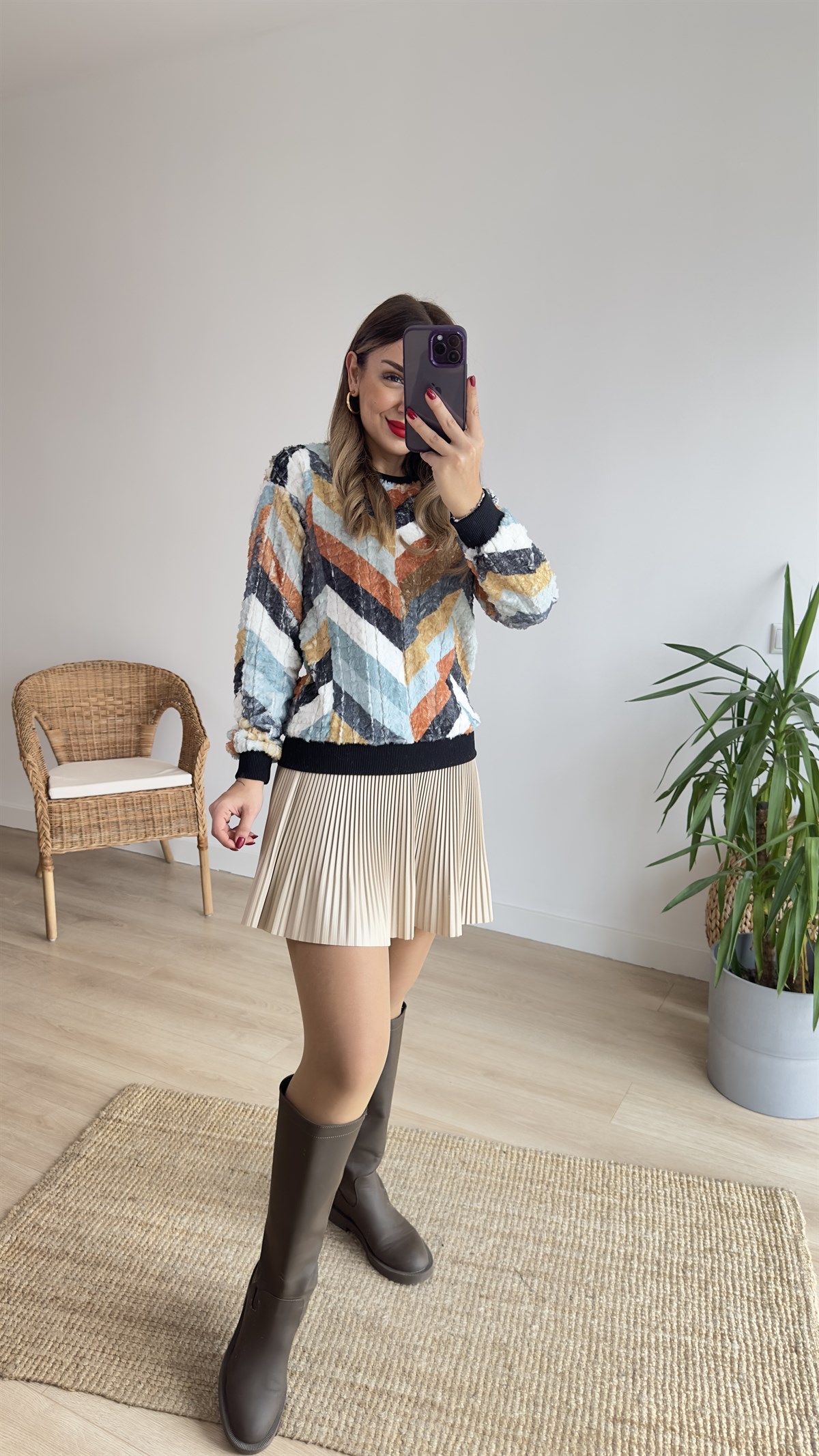 Renk Geçişli Peluş Sweat