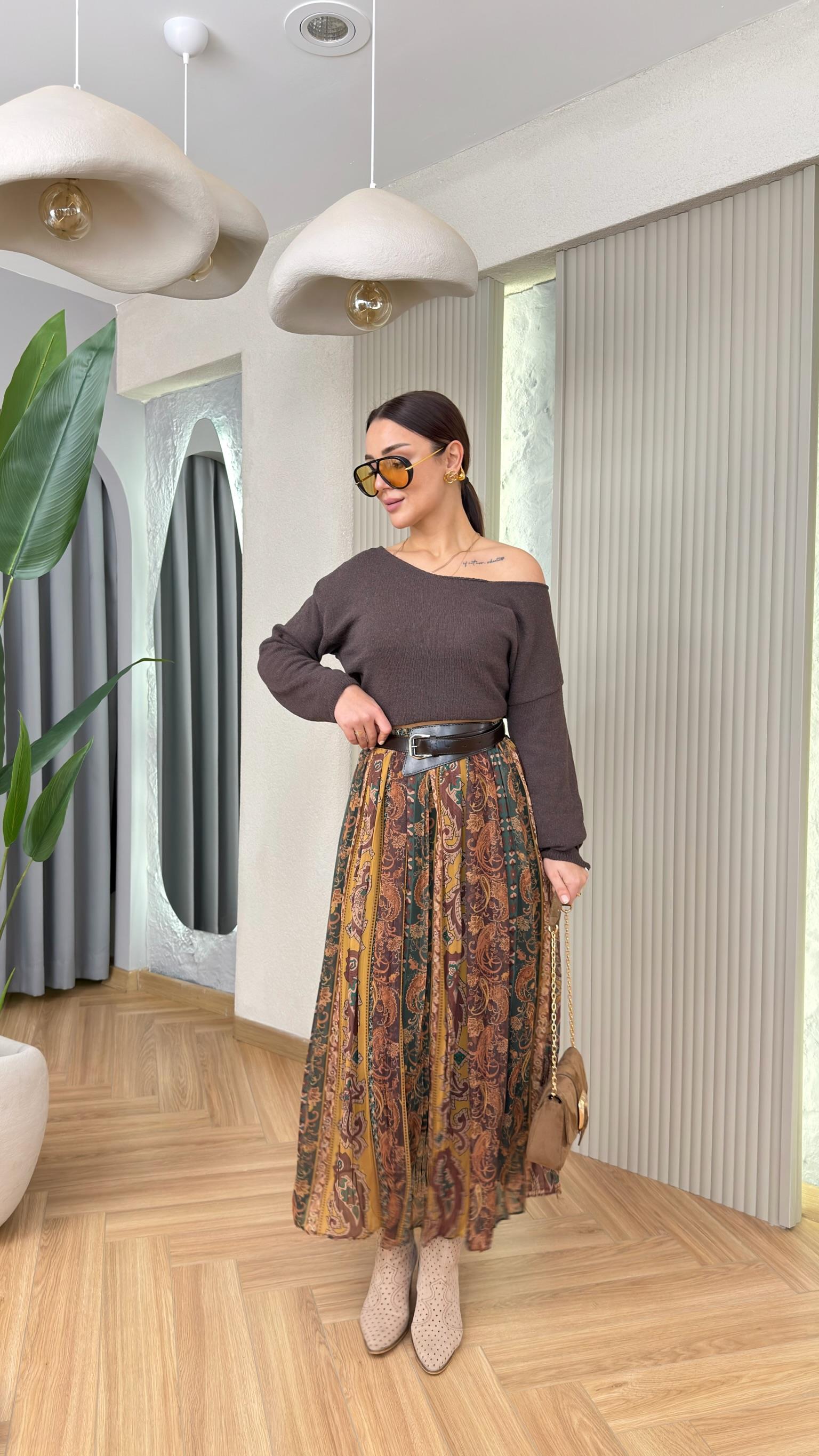Bolens Zra Model Etnik Desen Kemerli Etek