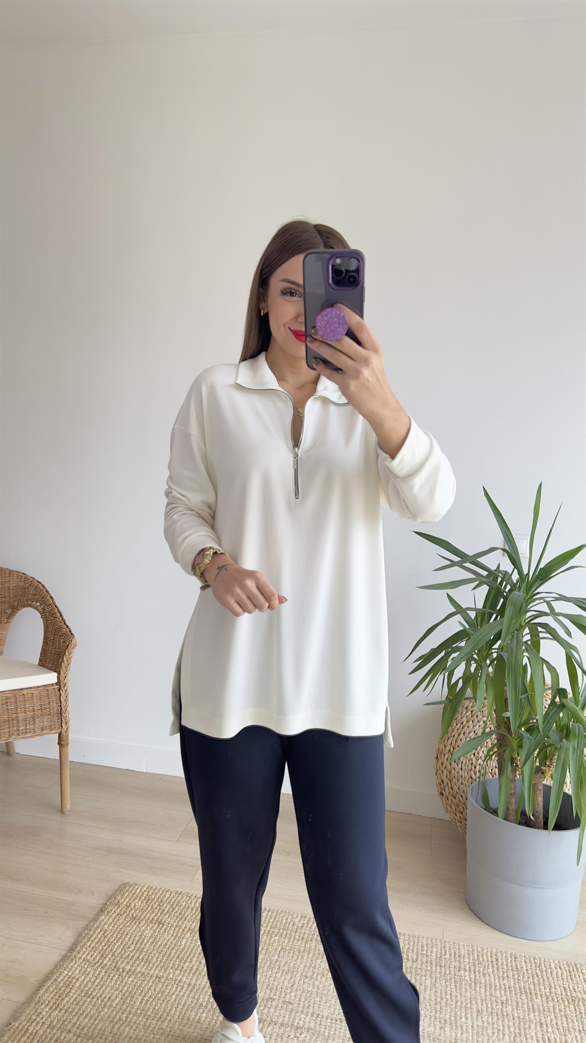 Fermuarlı Mevsimlik Modal Sweat
