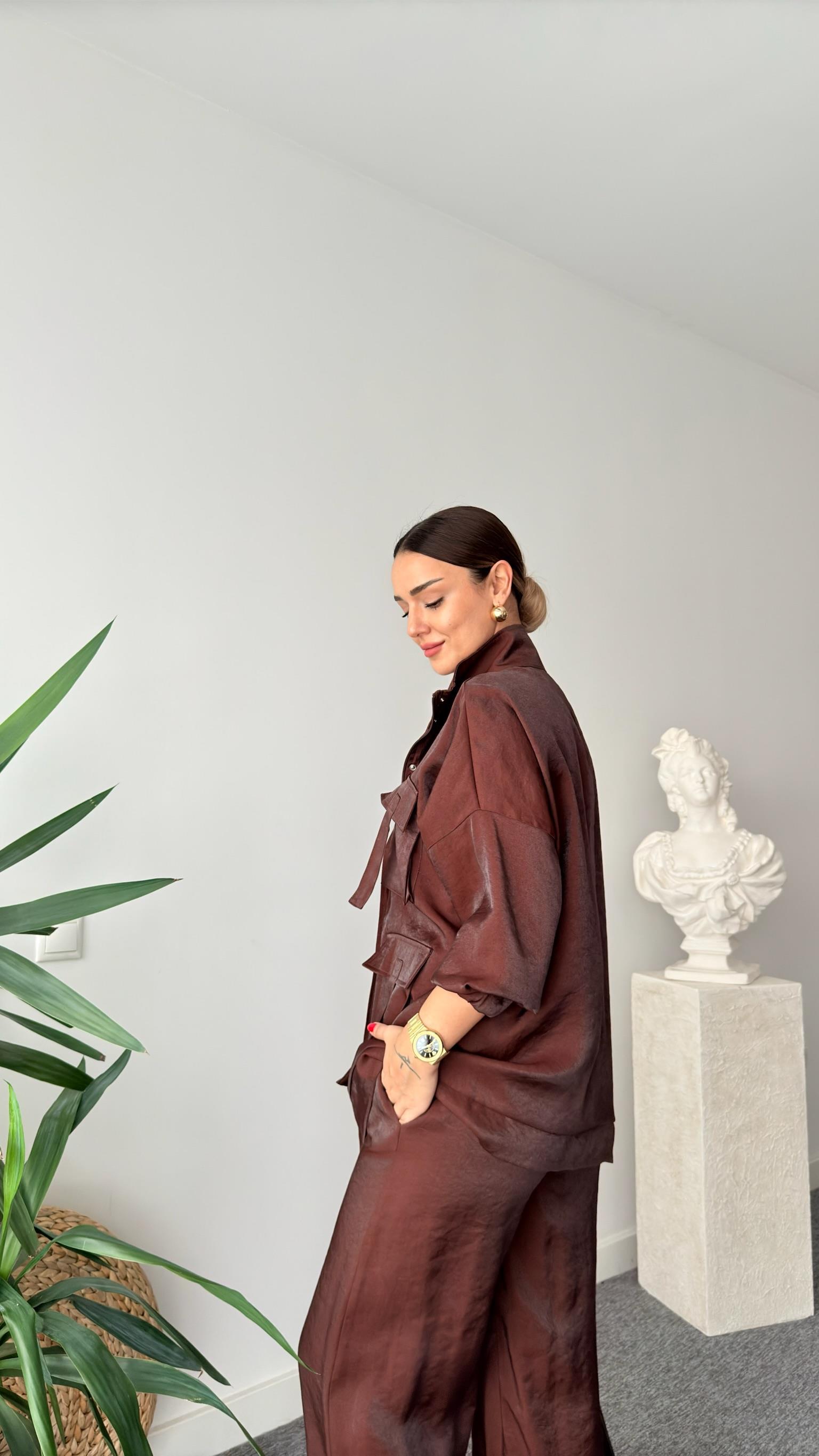 Kahve Vuaye Cep Detaylı Takım