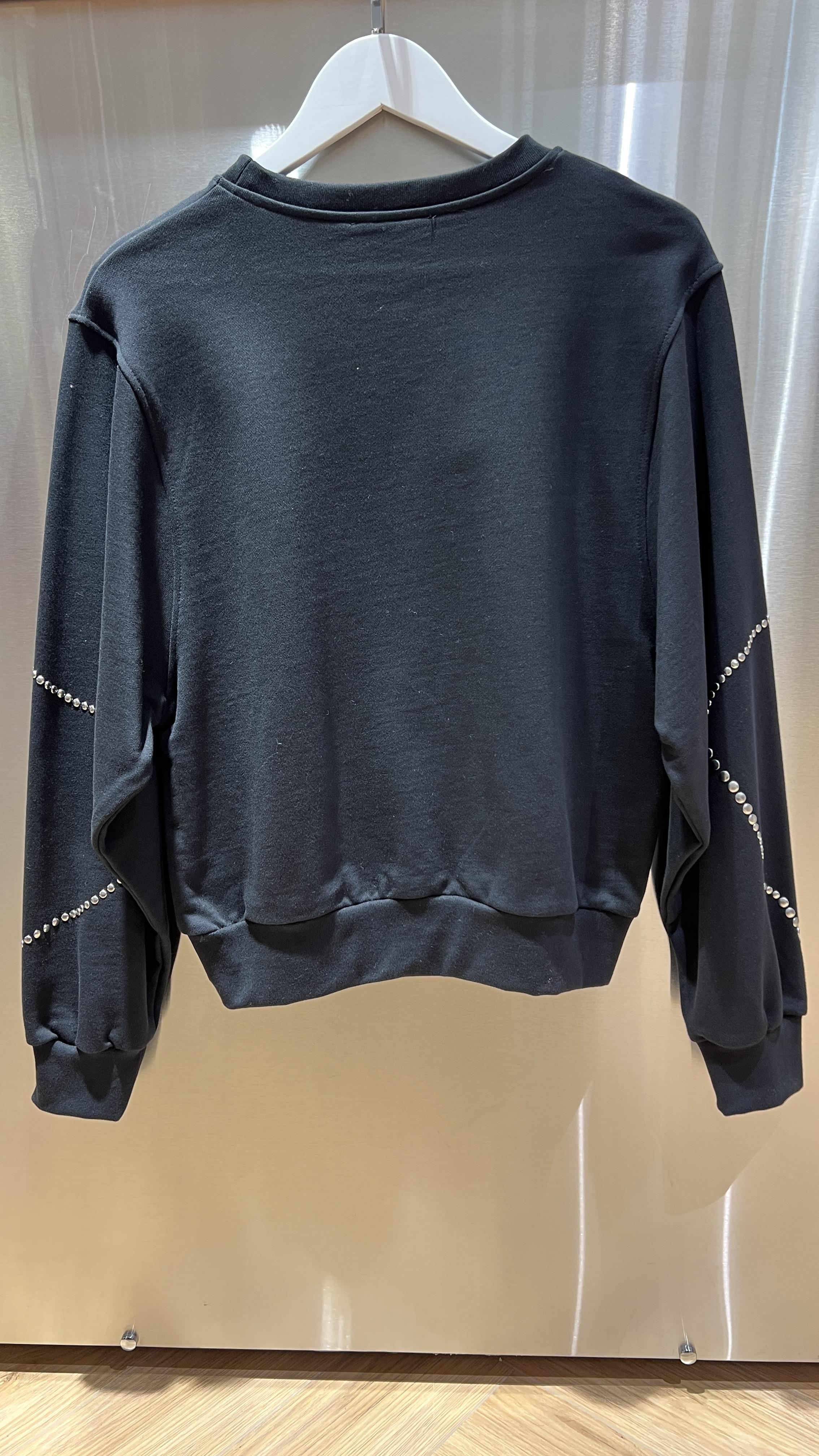 Zımba Baskılı Siyah Sweatshirt