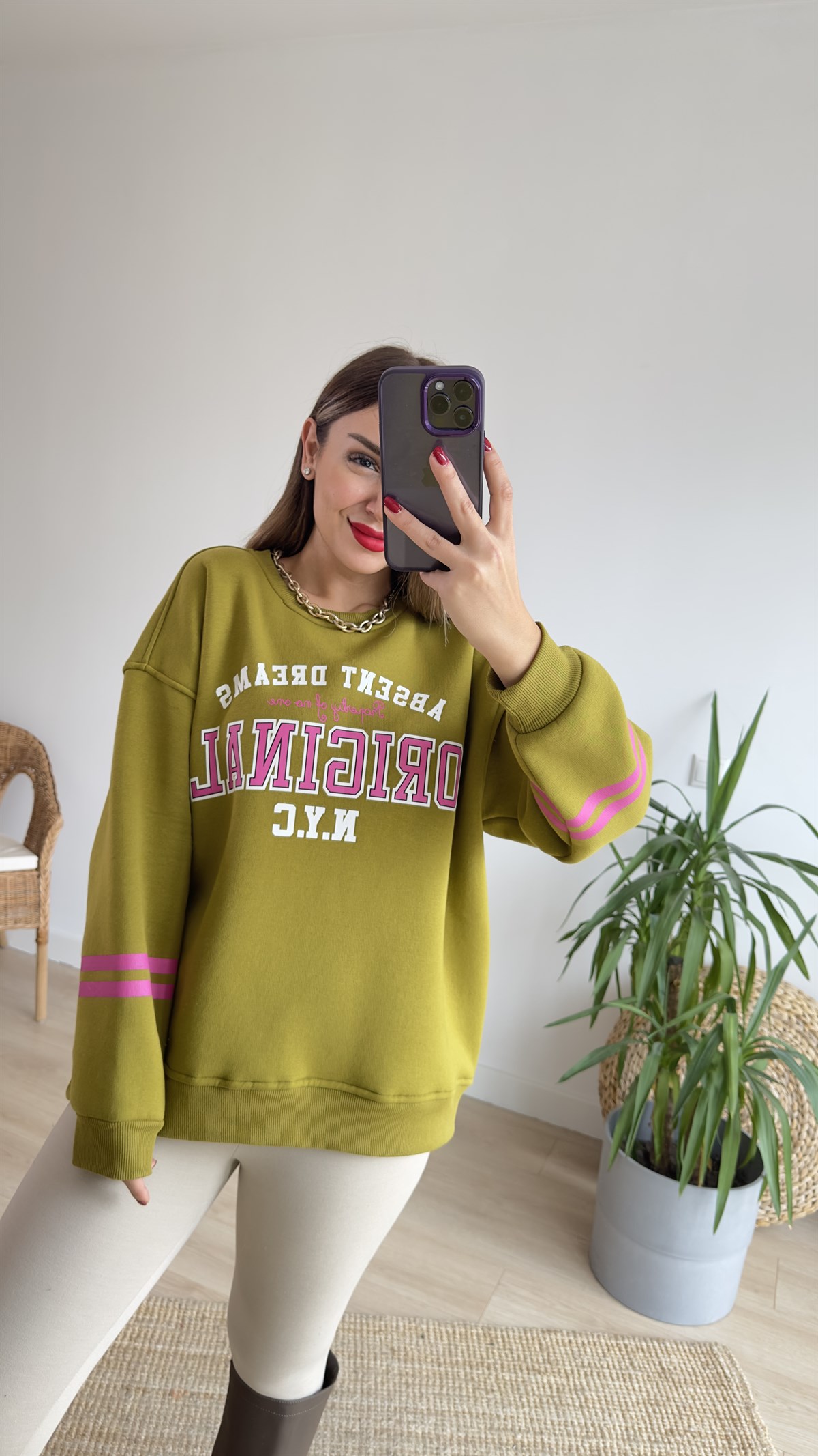 Original Baskı Yeşil Sweat