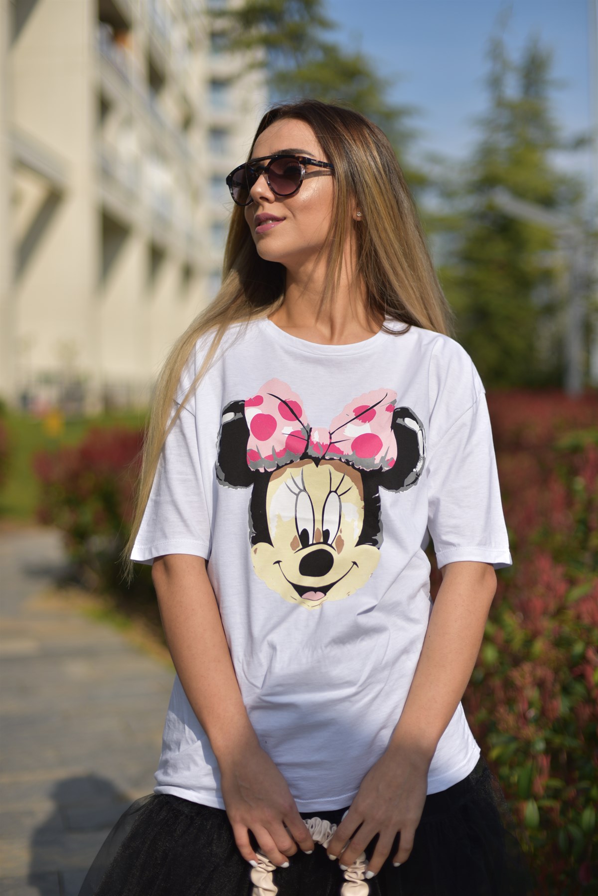  Minnie Baskılı Beyaz Tshirt