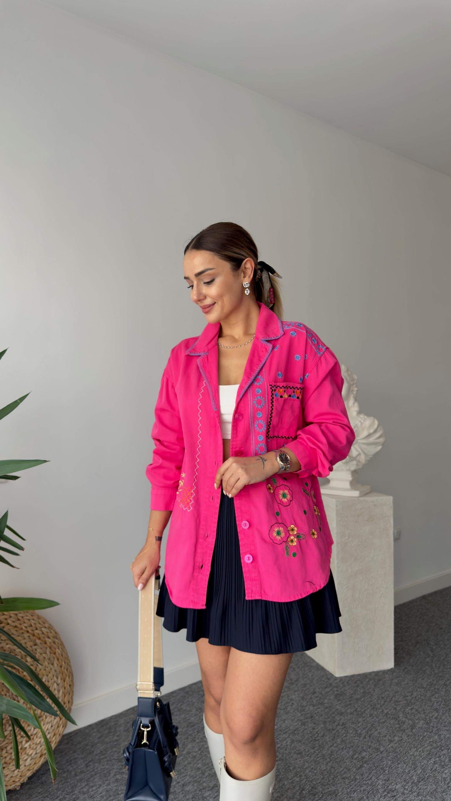 Goody Nakışlı Pembe Ceket