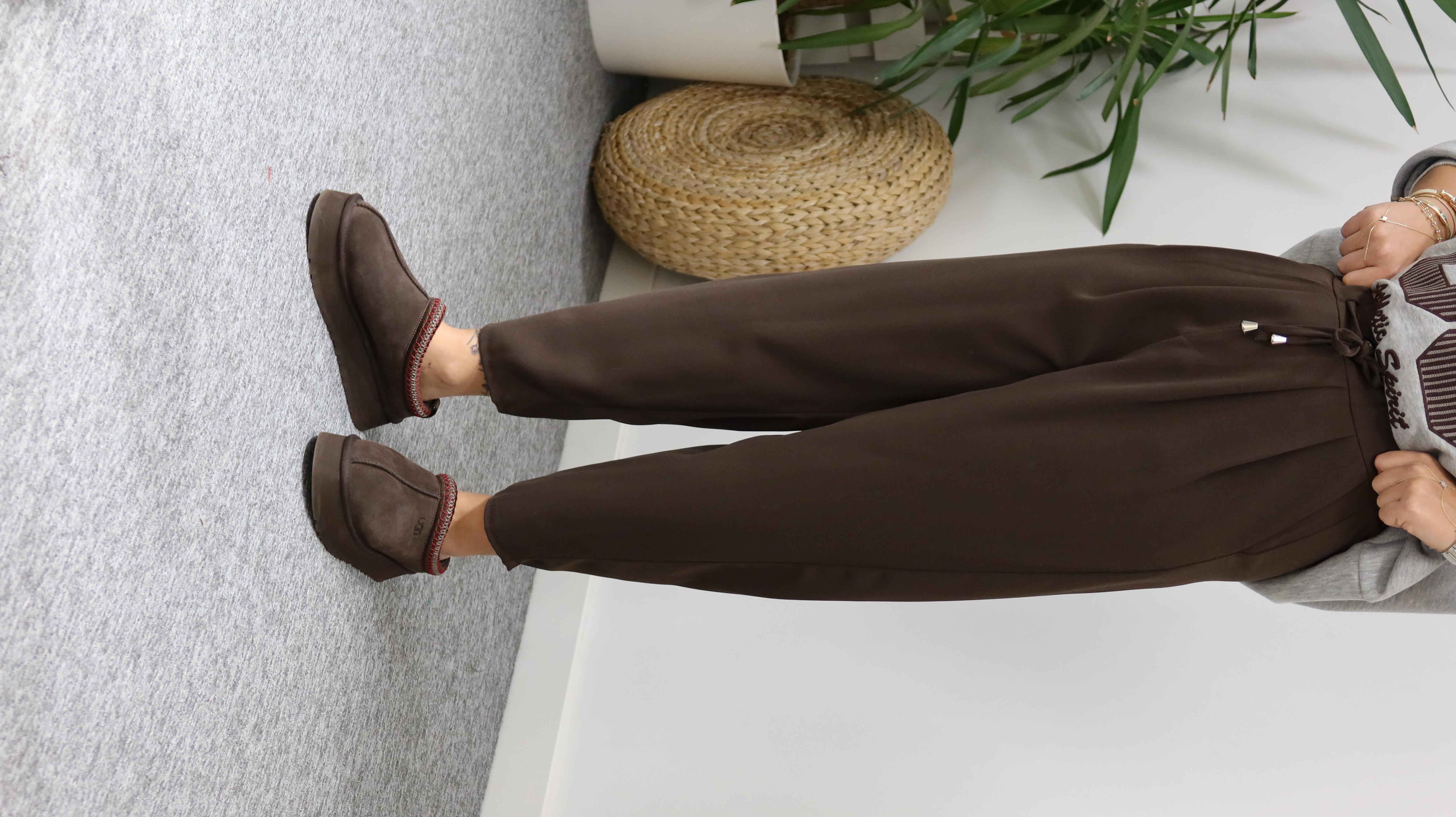 Kahve Lucka Pileli Şalvar Model Pantolon