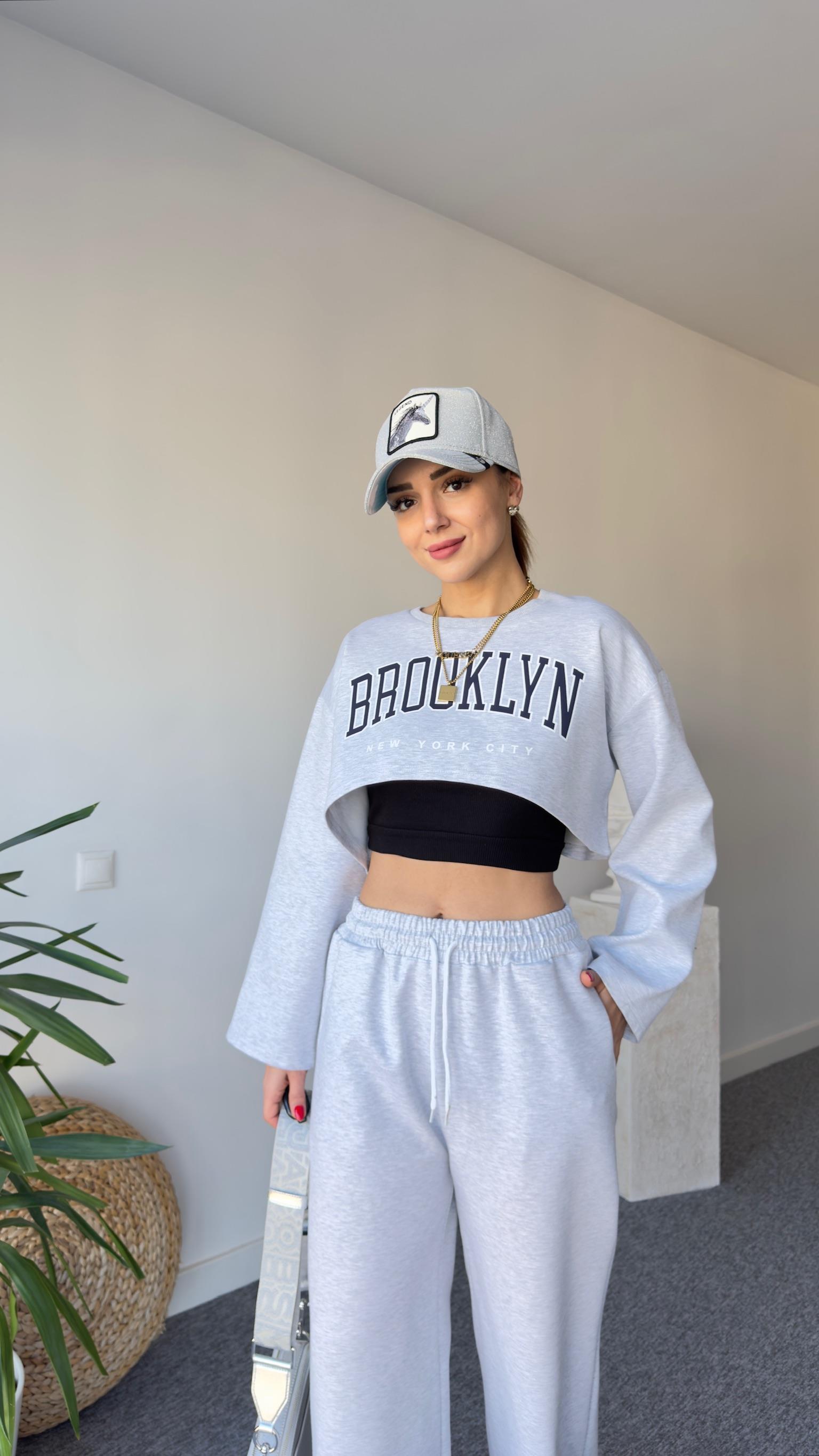 Çift Parça Siyah Atletli Brooklyn Sweat