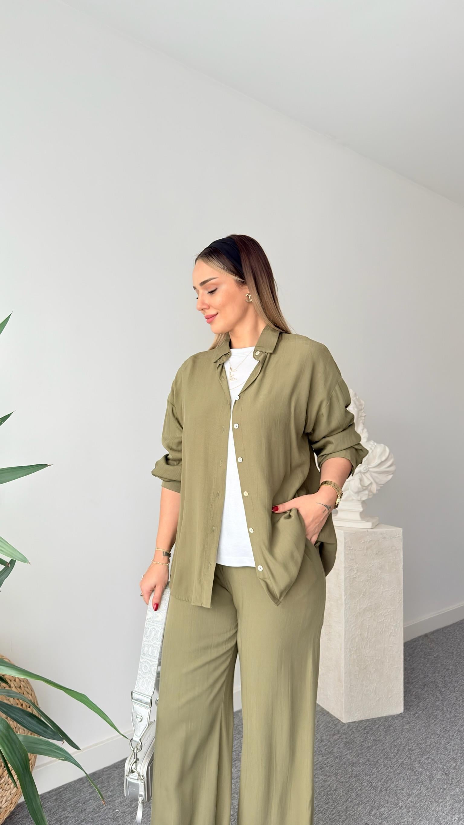 Yeşil Rilla Gömlek Pantolon Takım