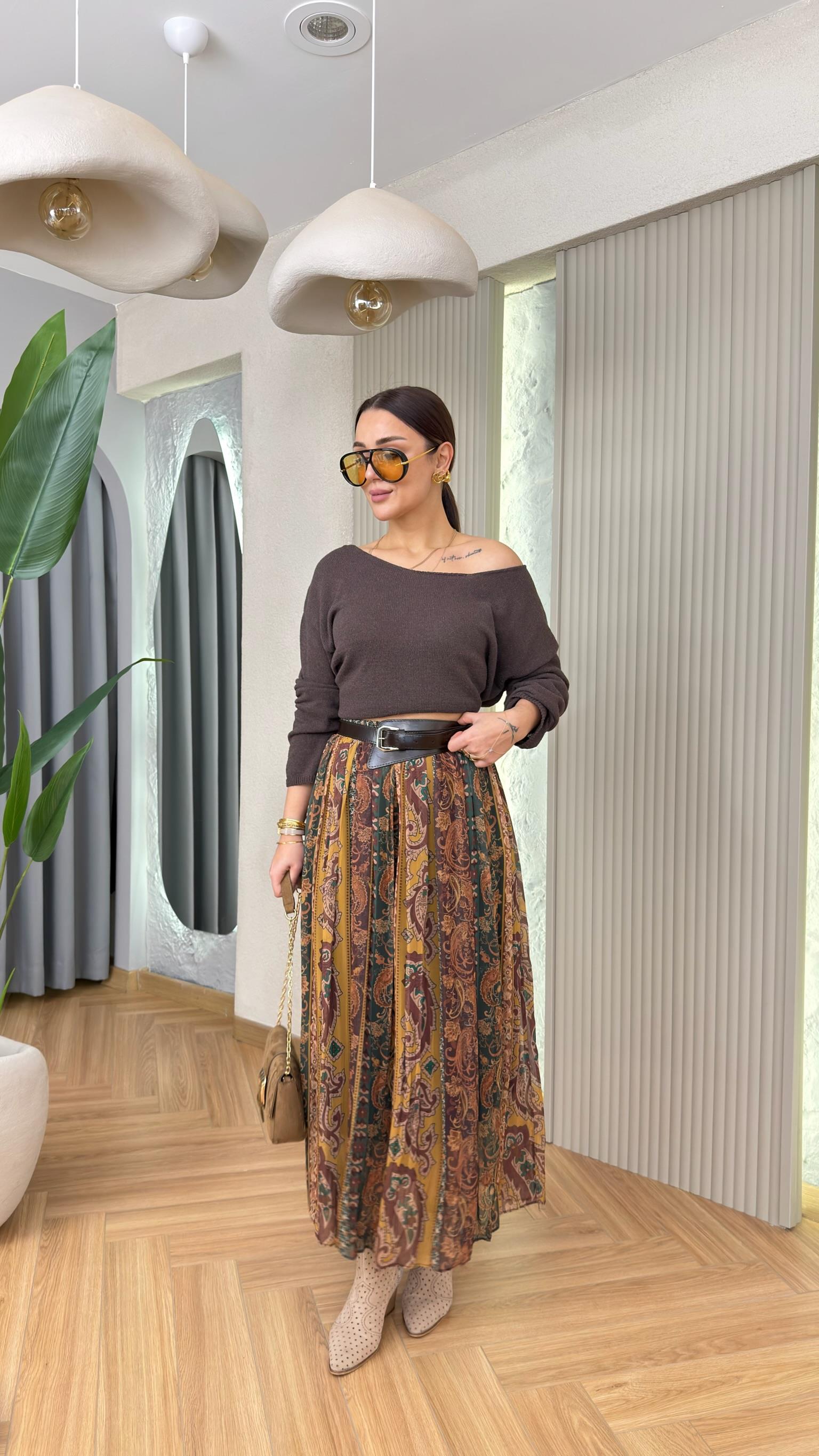 Bolens Zra Model Etnik Desen Kemerli Etek