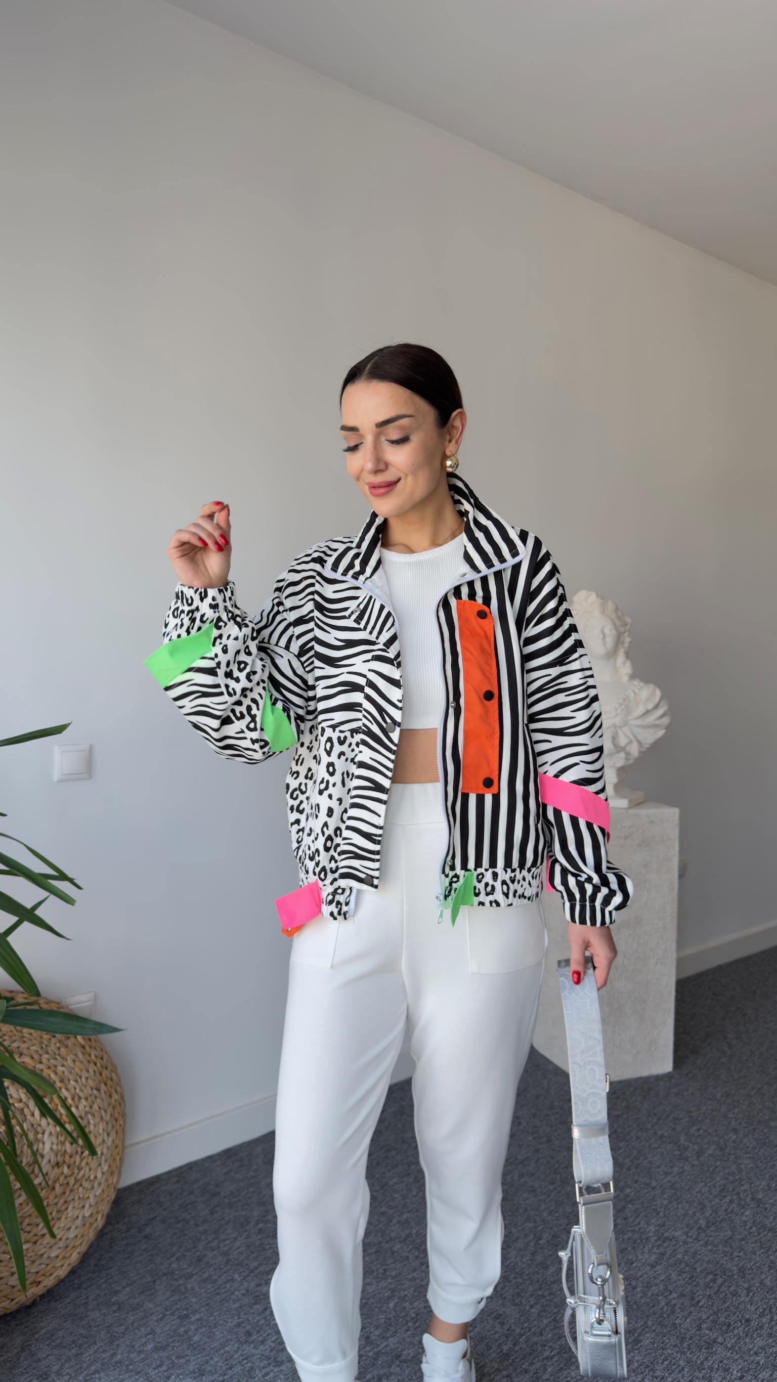 Leza Garnili Zebra Desen Ceket 