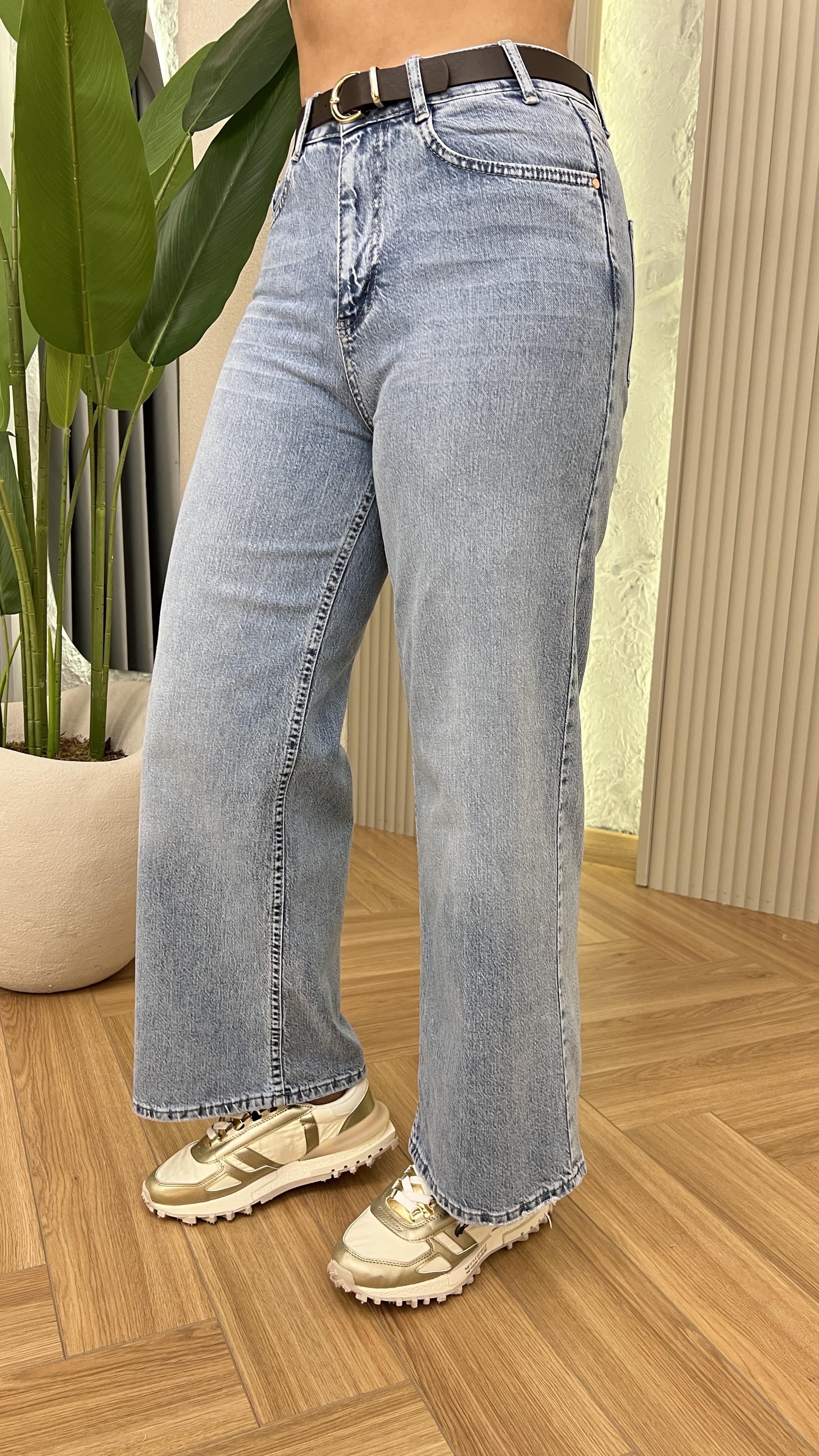 Mavi Gina Kemer Detaylı Wide Leg Jean