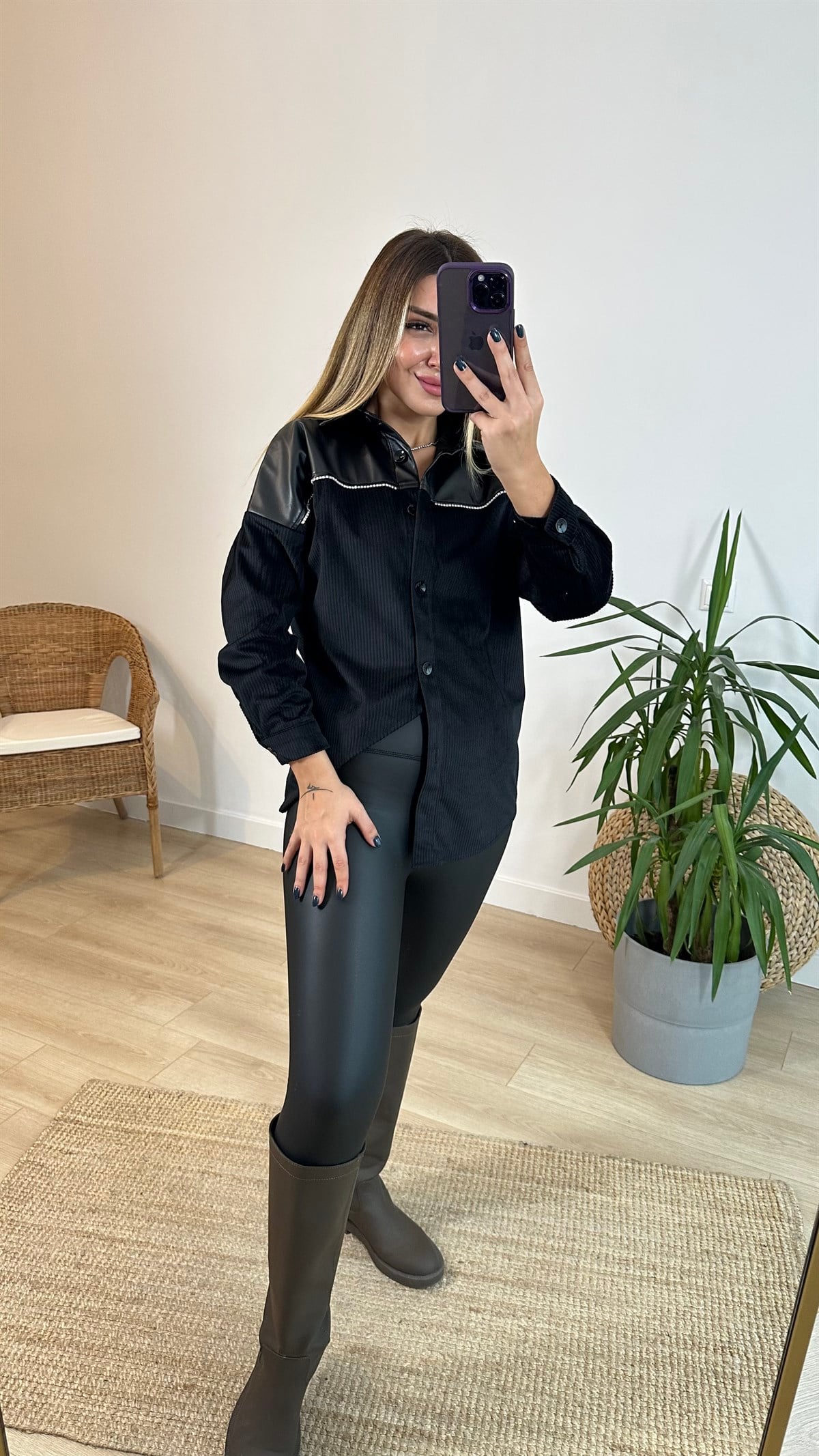 Taş Detaylı Fitilli Ceket