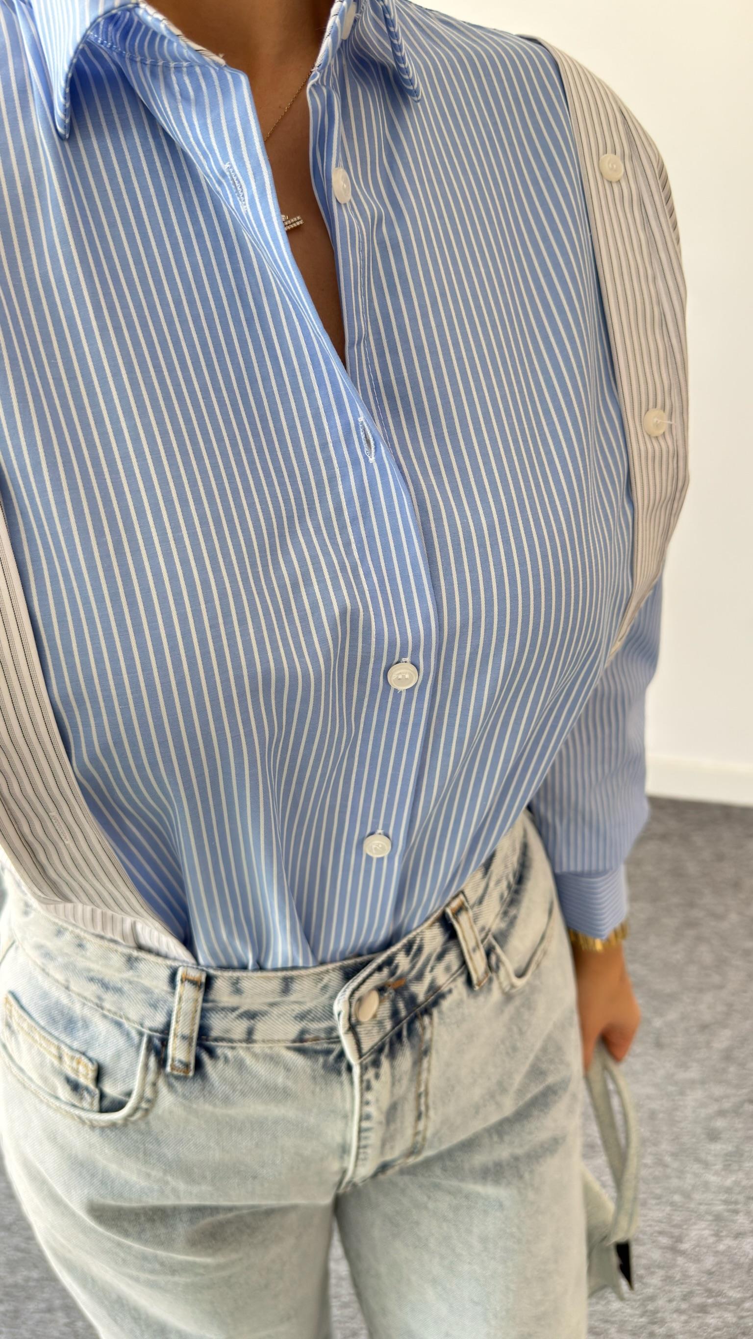 Colour Block Düğme Detaylı Gömlek