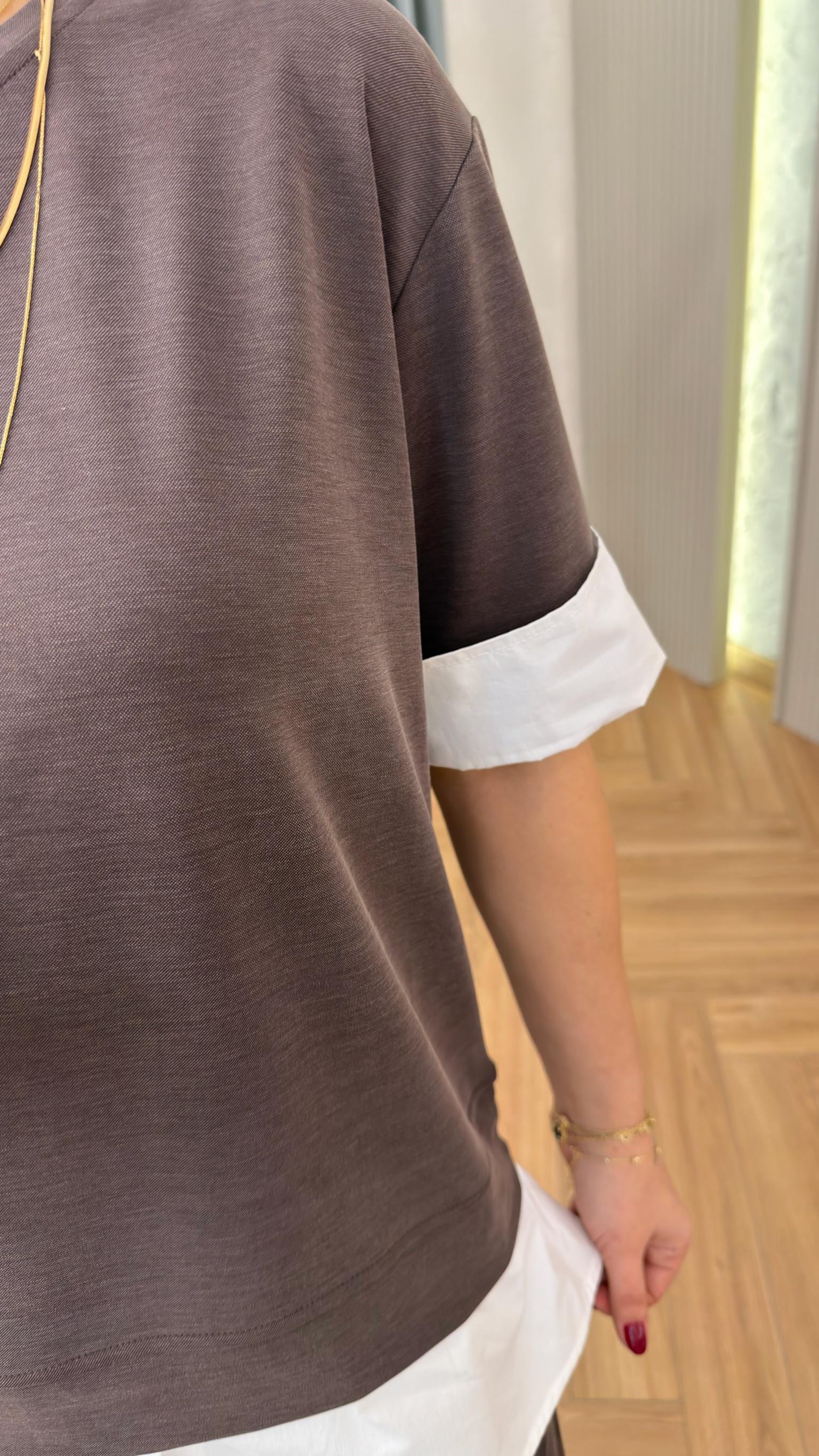 Kahve Pike Modal Poplin Garnili Takım