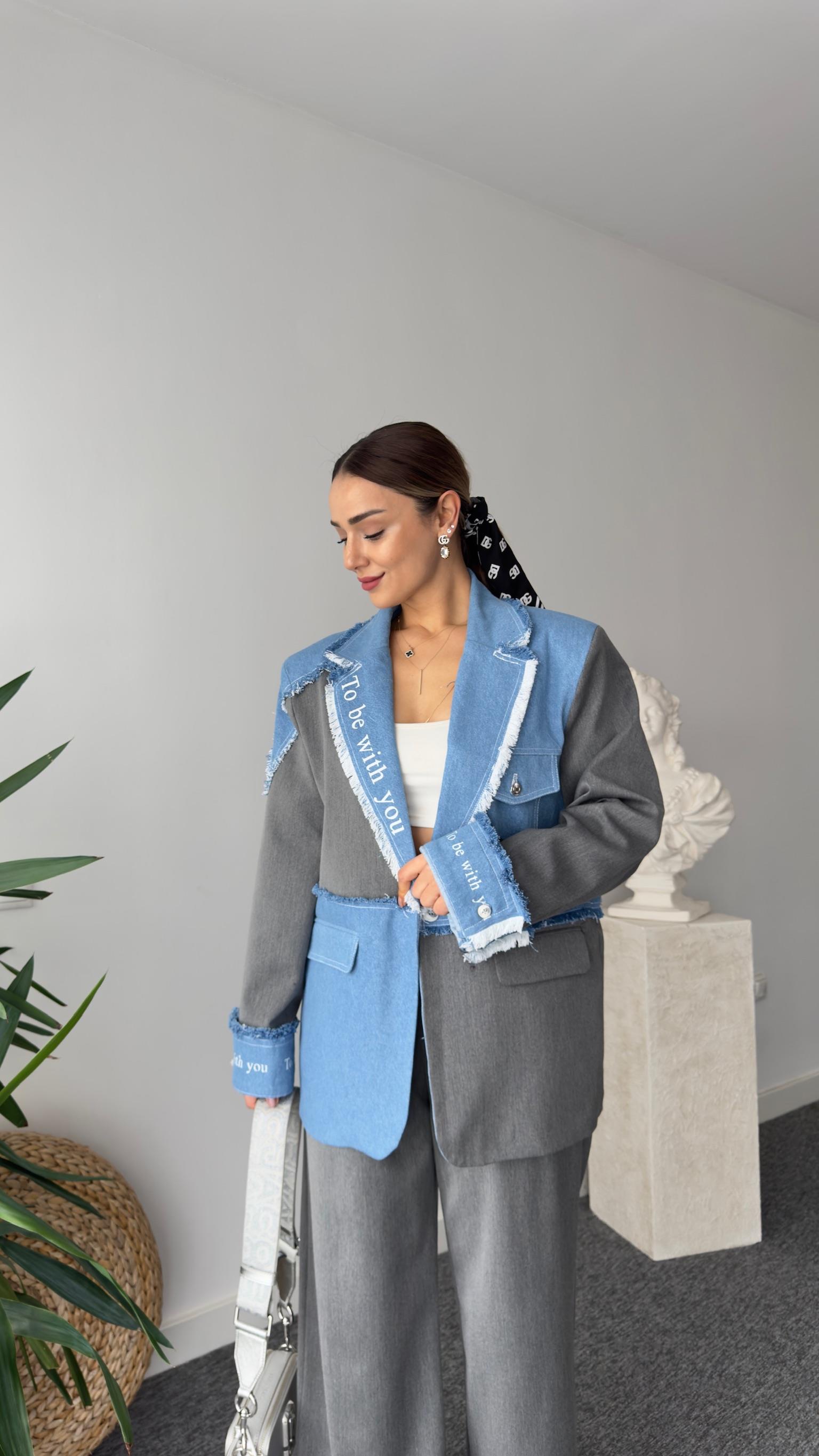 İntro Kot Garnili Premıum Gri Blazer