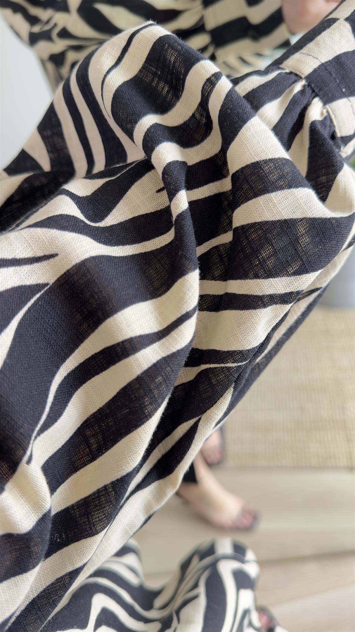 Kasira Zebra Desen Keten Gömlek