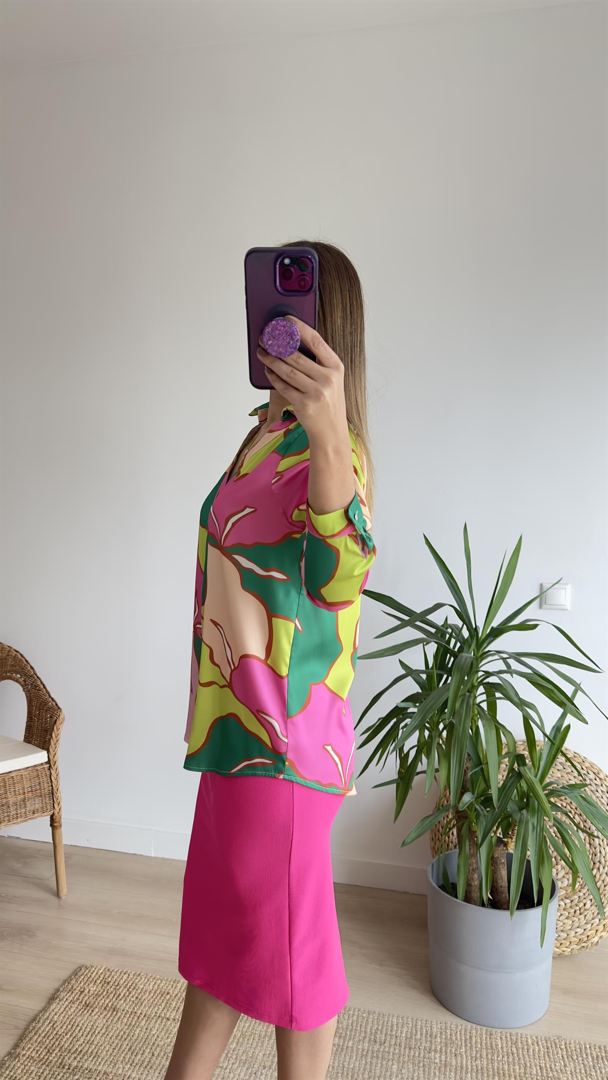 Mery Zra Model Pembe Desen Gömlek
