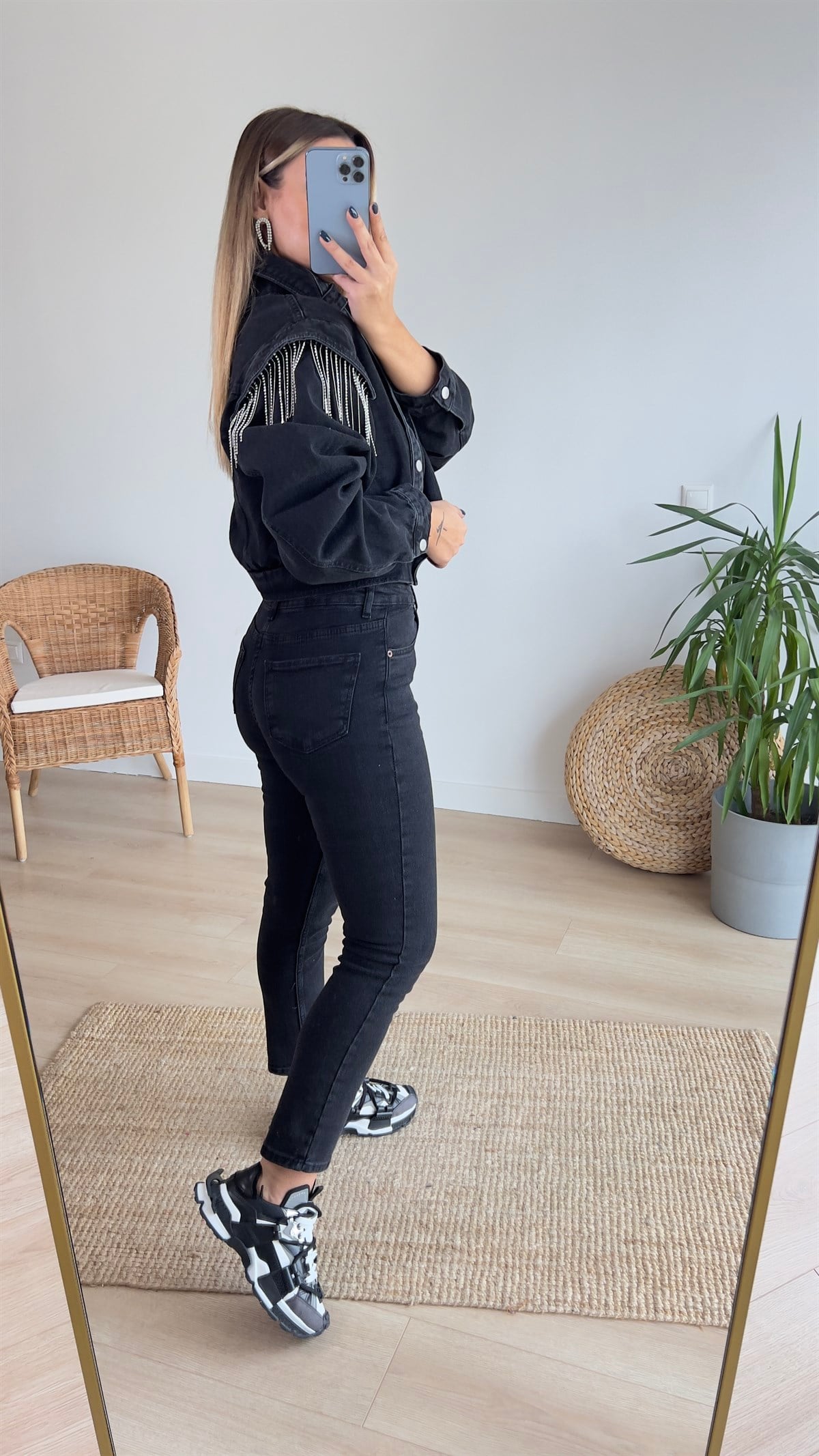 Yıkamalı Antrasit Boyfit Jean
