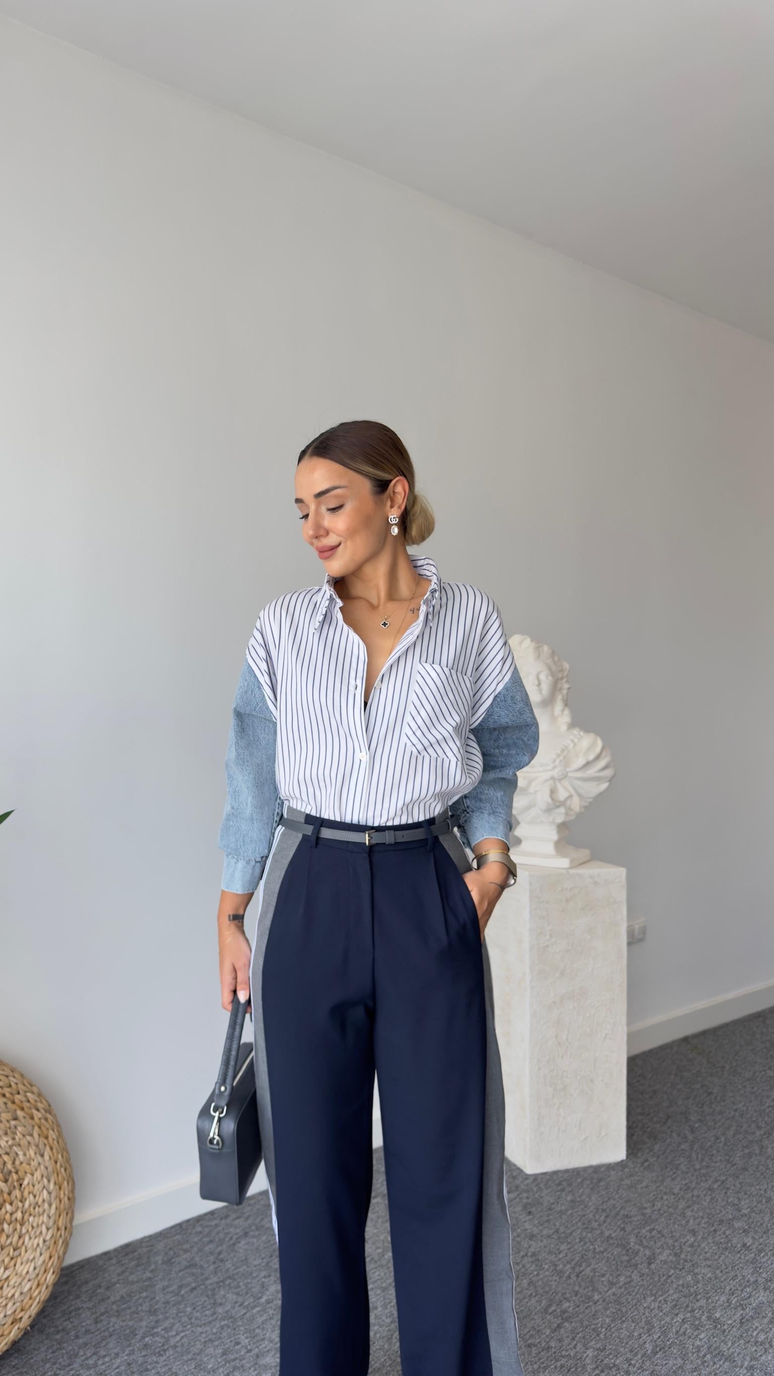 Stew Kollar Kotlu Çizgili Gömlek