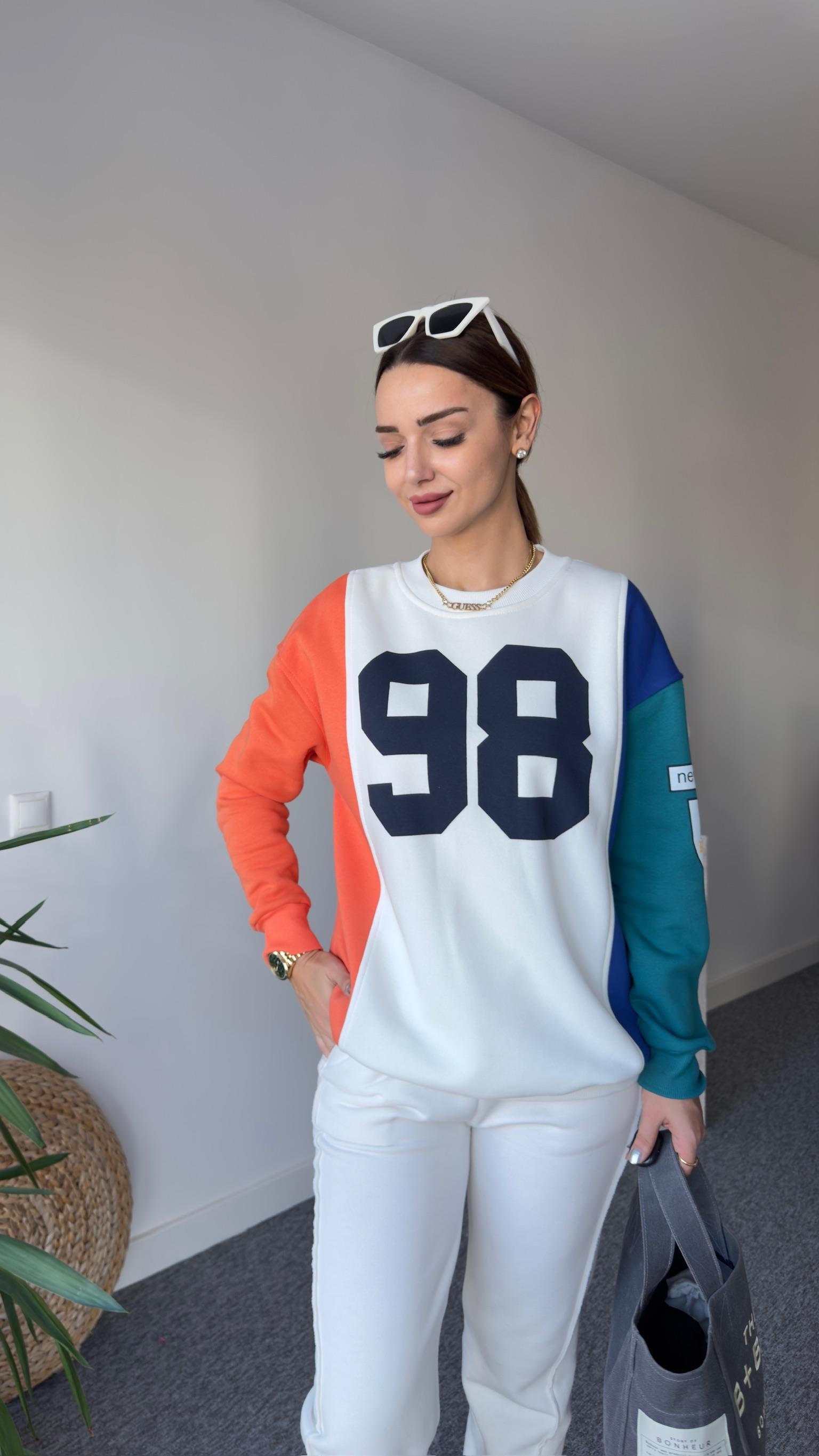 98 Baskılı Renkli Sweatshirt 