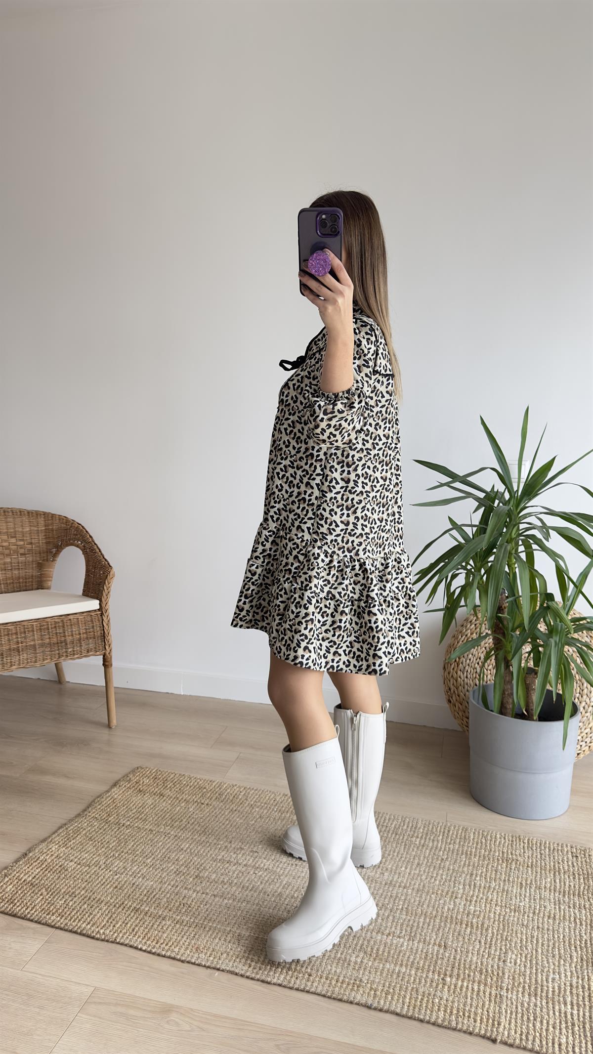Teta Leopar Desen Elbise