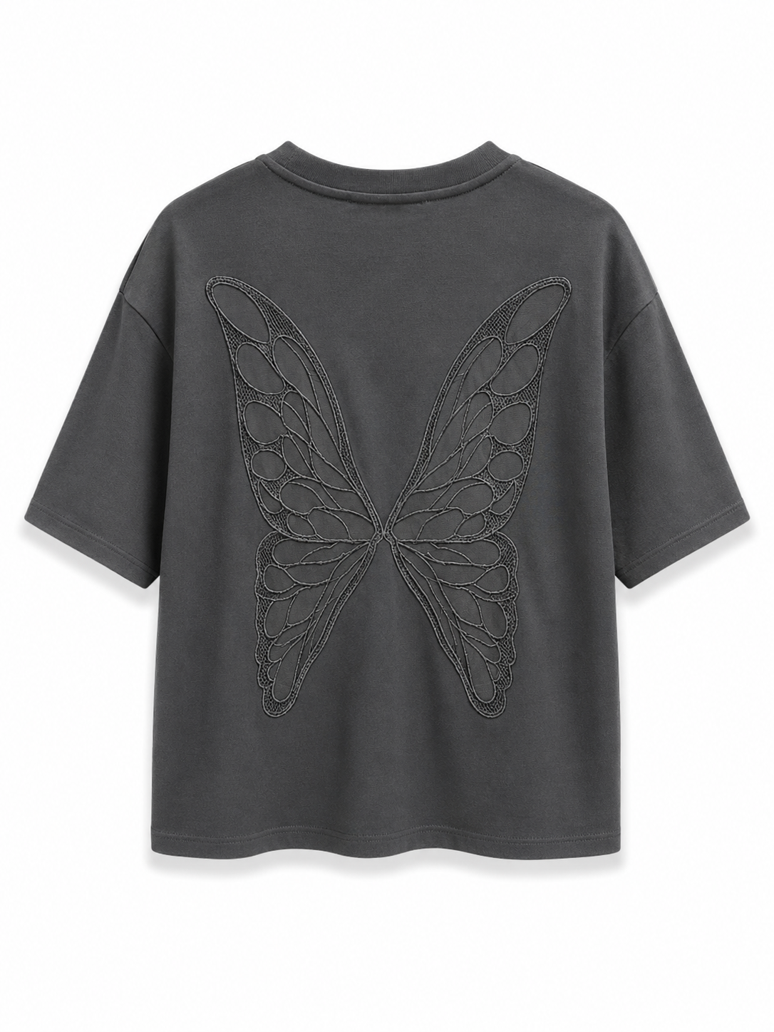 Siyah Sırt Kelebek Detaylı Basic Tshirt