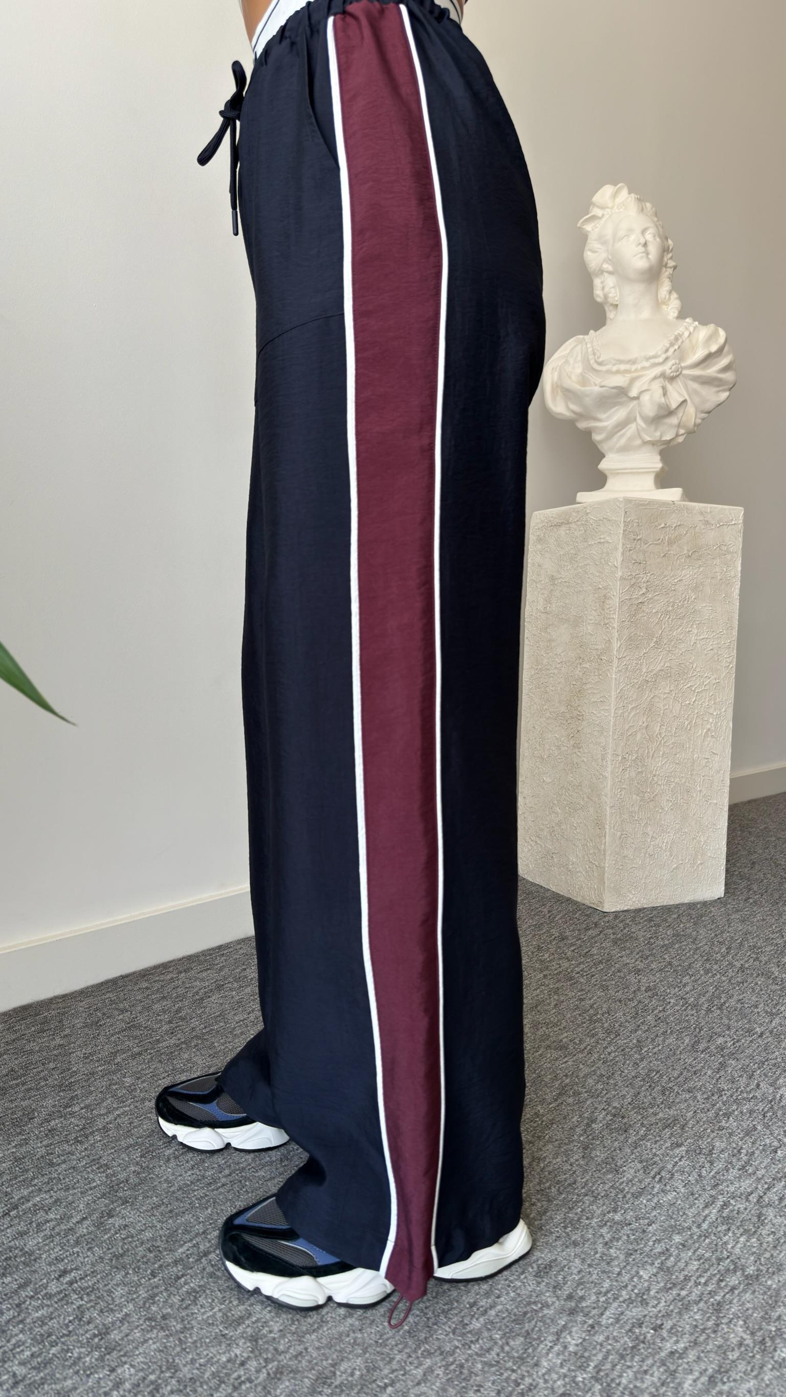Branci Bordo Şeritli Paraşüt Pantolon