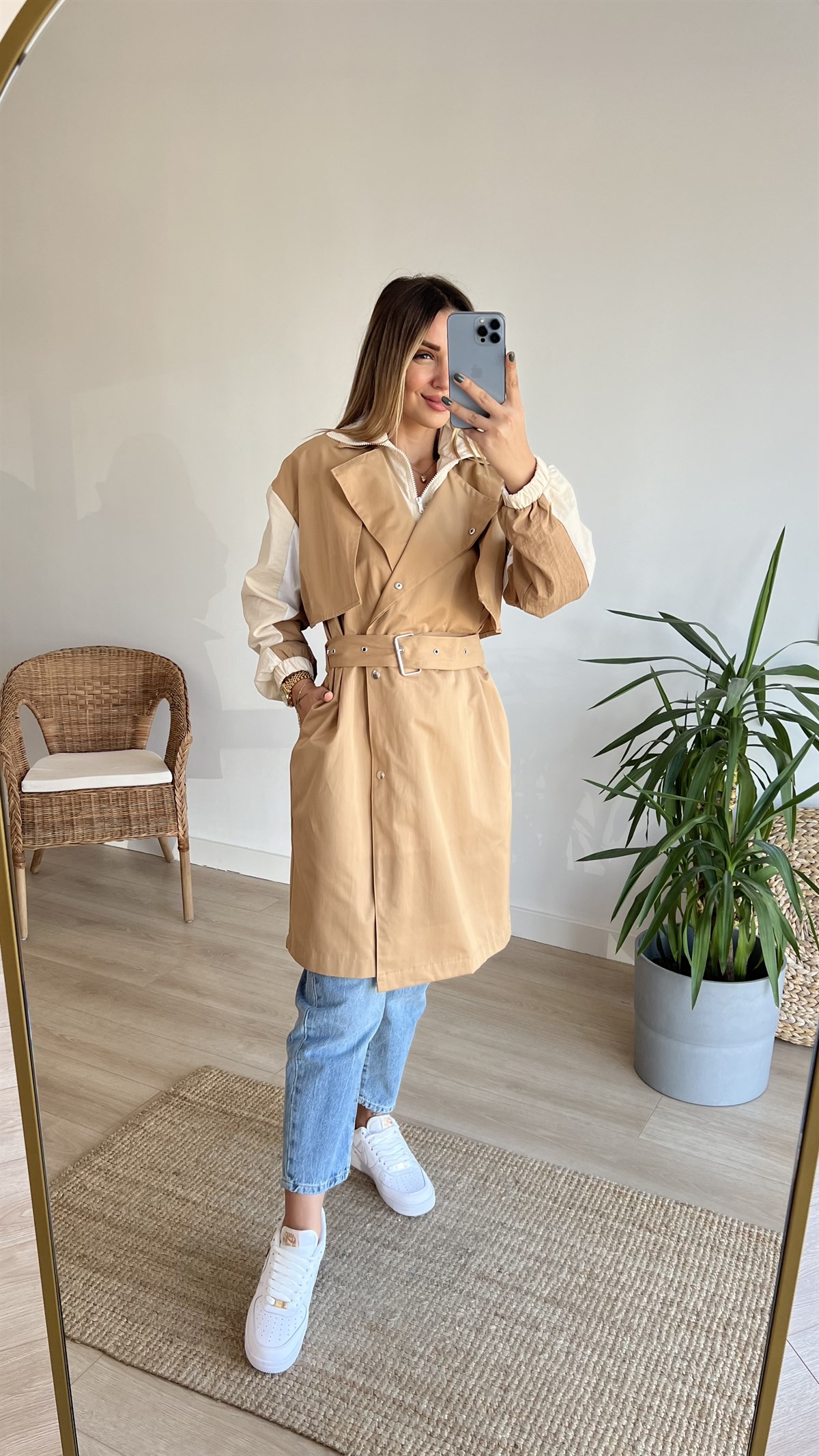 Garnili Camel Tasarım Trenchcoat
