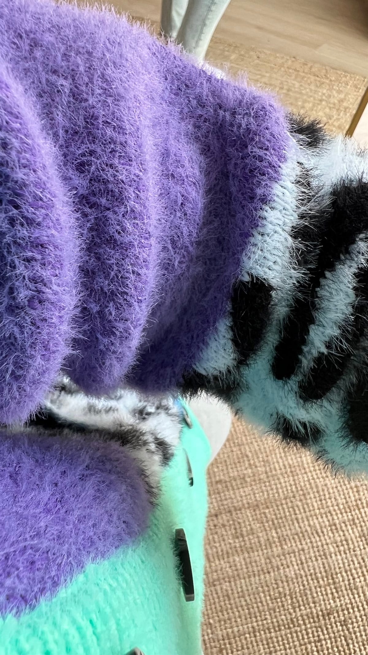 Leopar Detaylı Mavi Yumoş Hırka