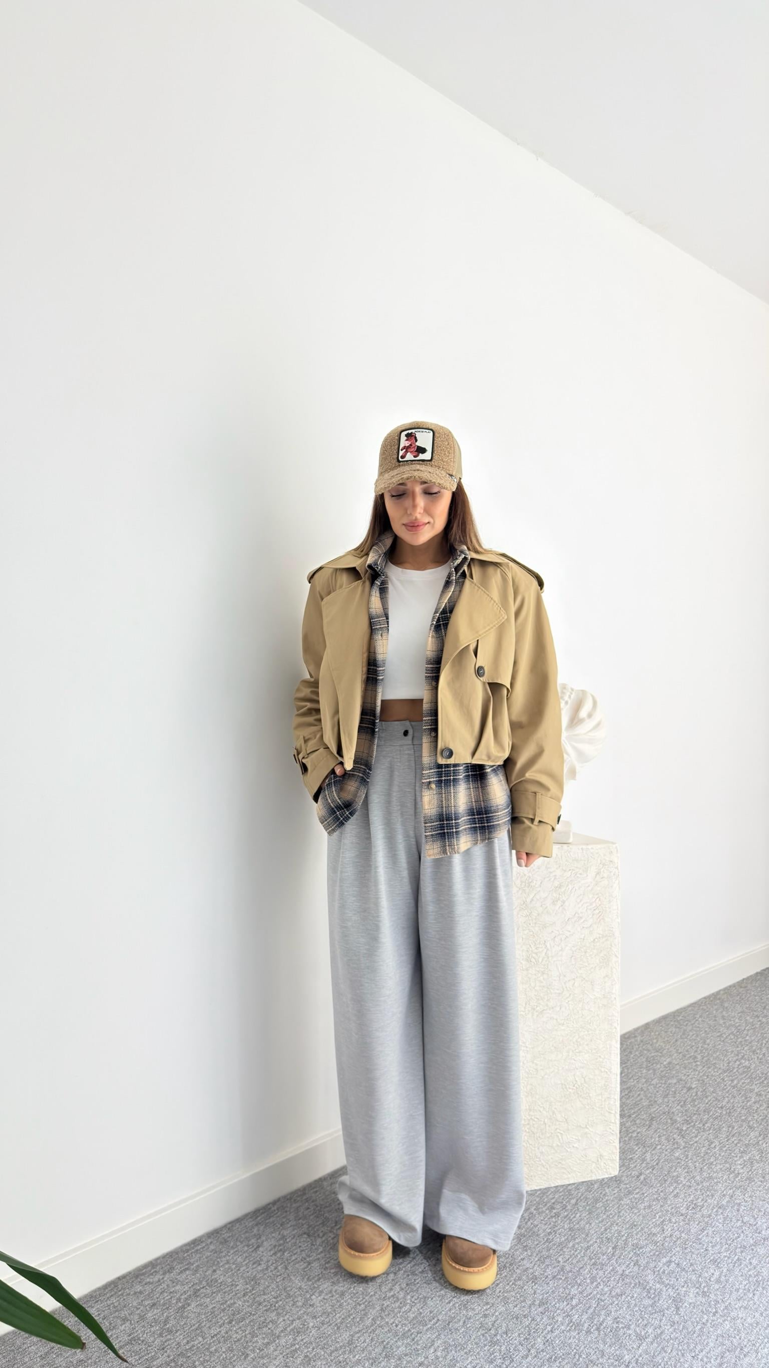 Bej Balon Model Tek Düğme Ceket