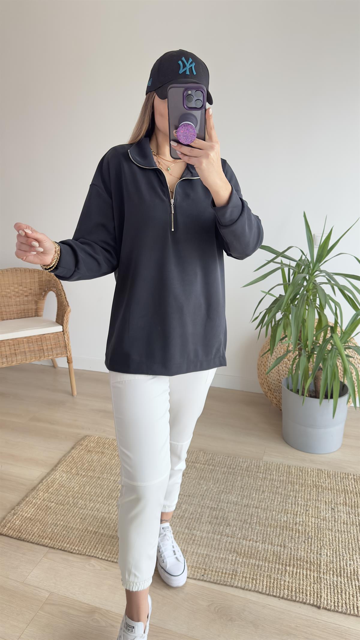 Yarım Fermuar Modal Sweat