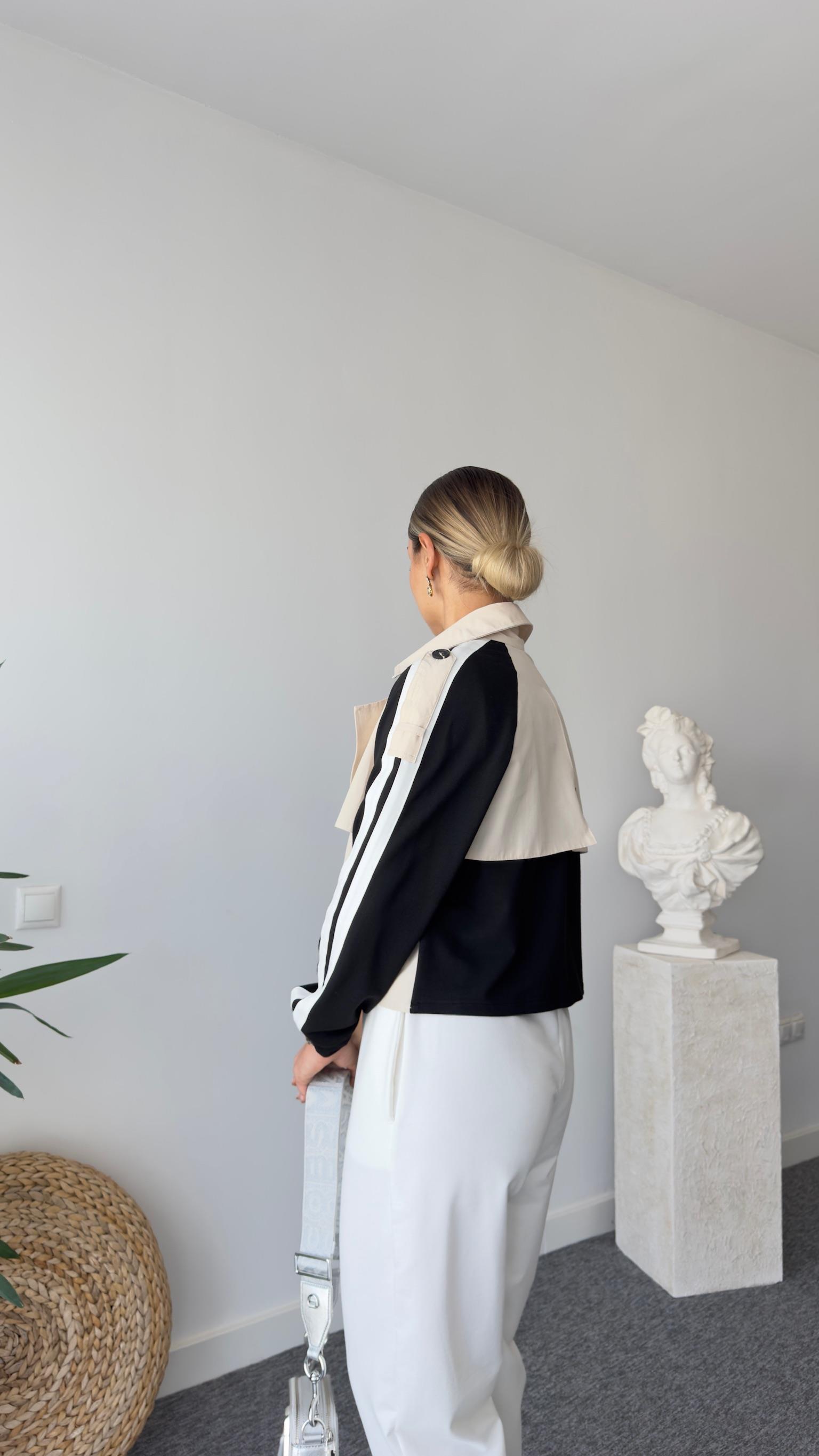 Saul Kollar Şeritli Bej Trençkot