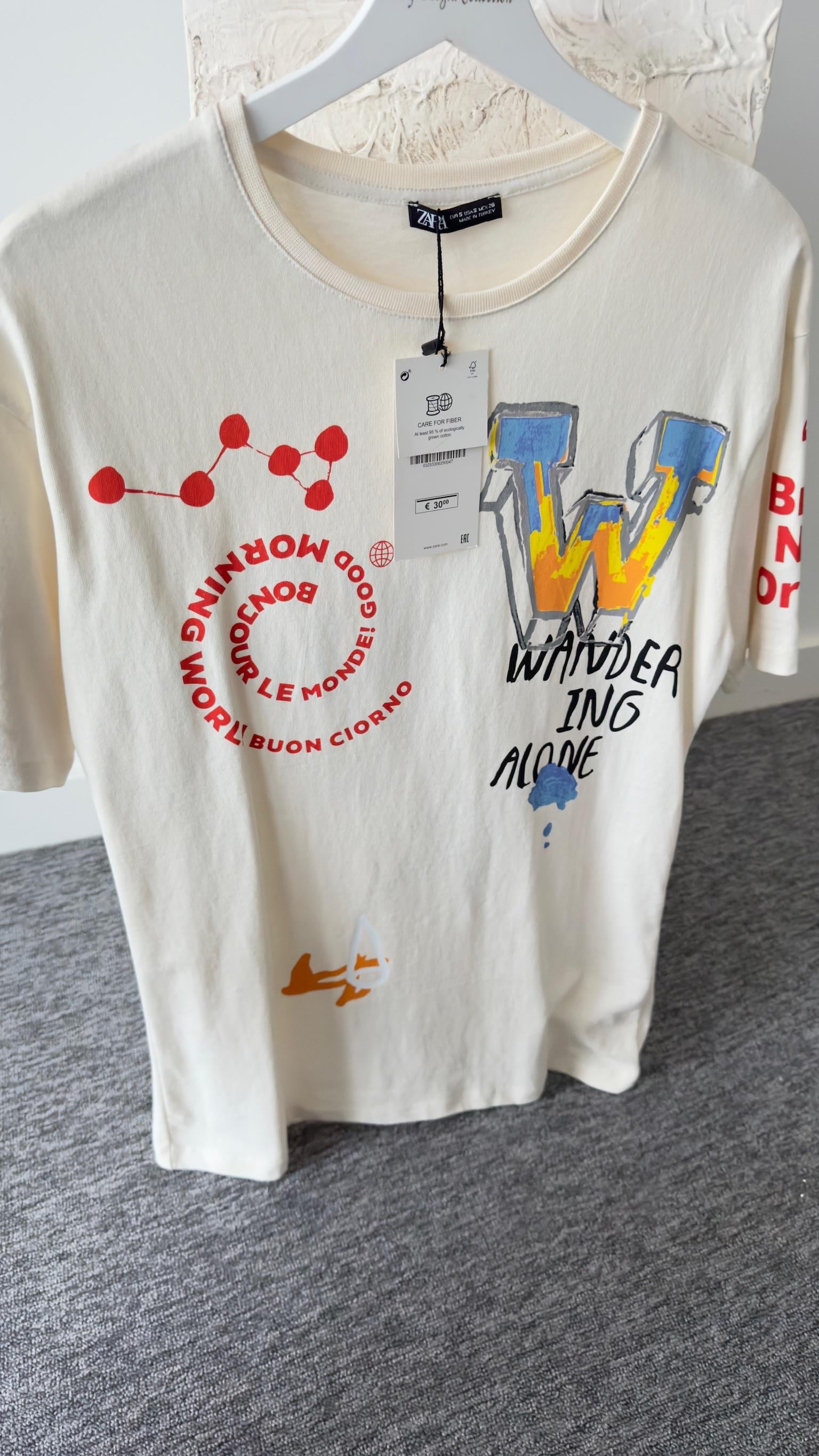 Orj Zra Baskılı Beyaz Tshirt