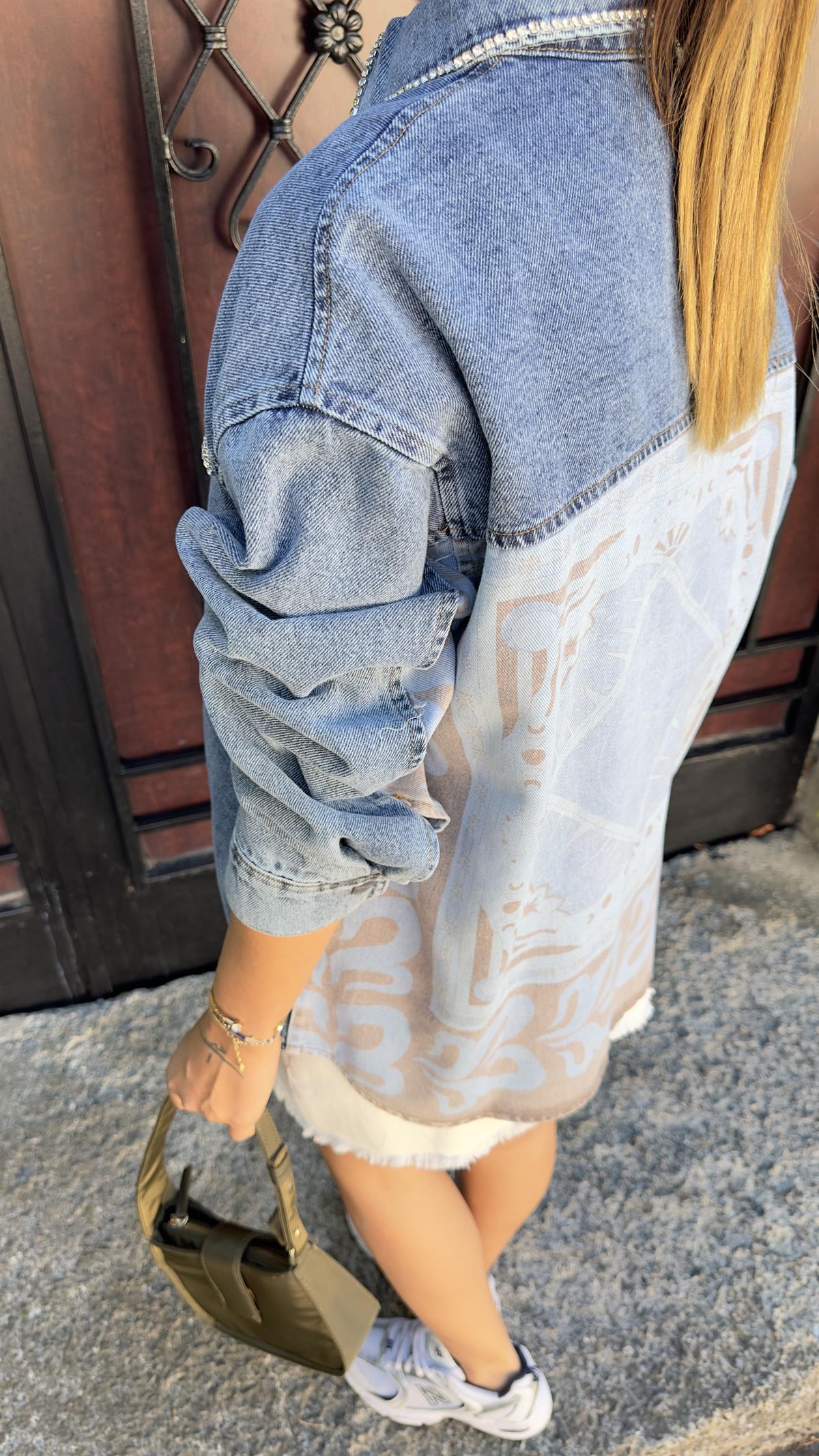 Desen Baskılı Orj Model Jean Ceket