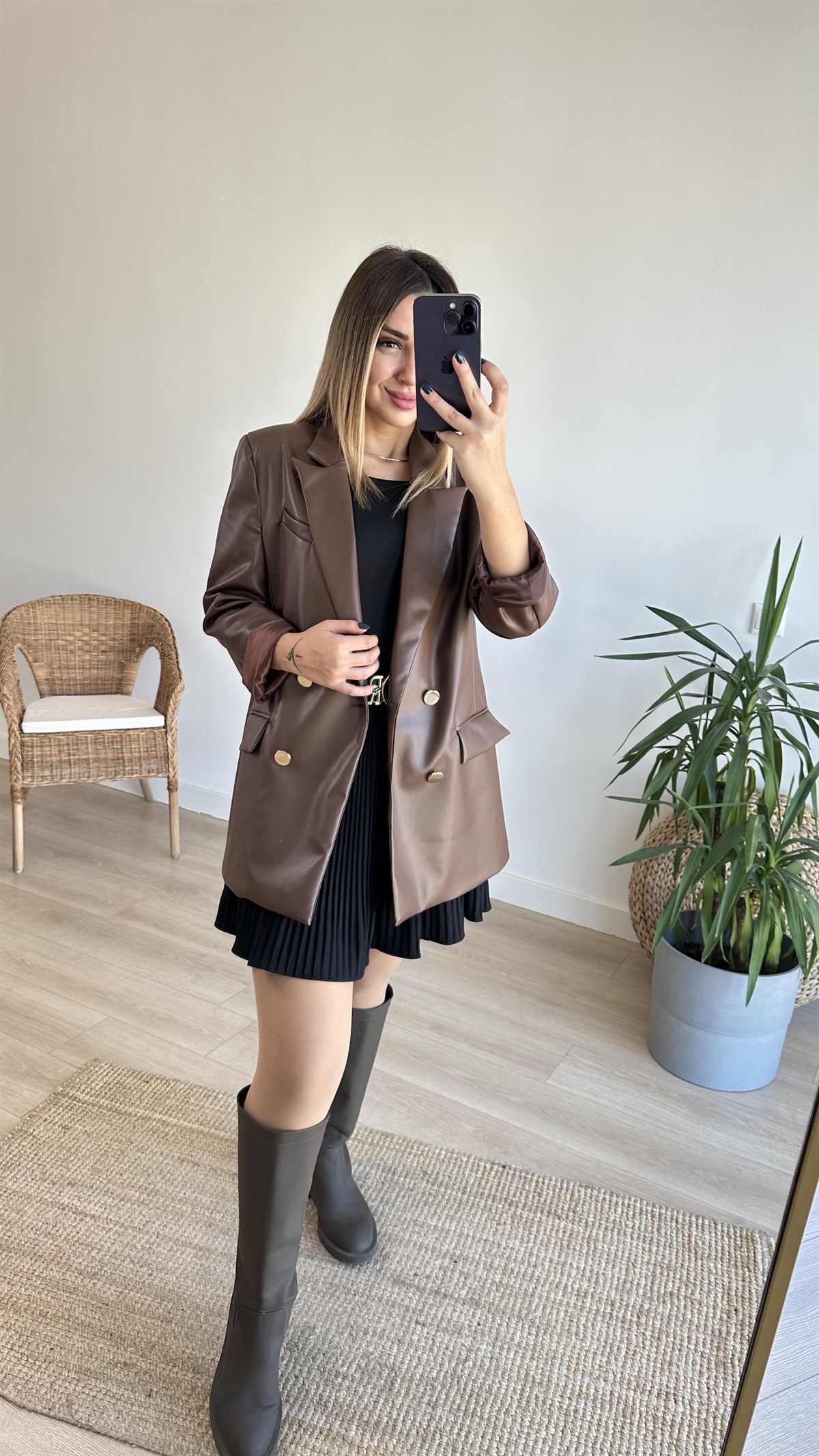 Kahverengi Deri Ceket 