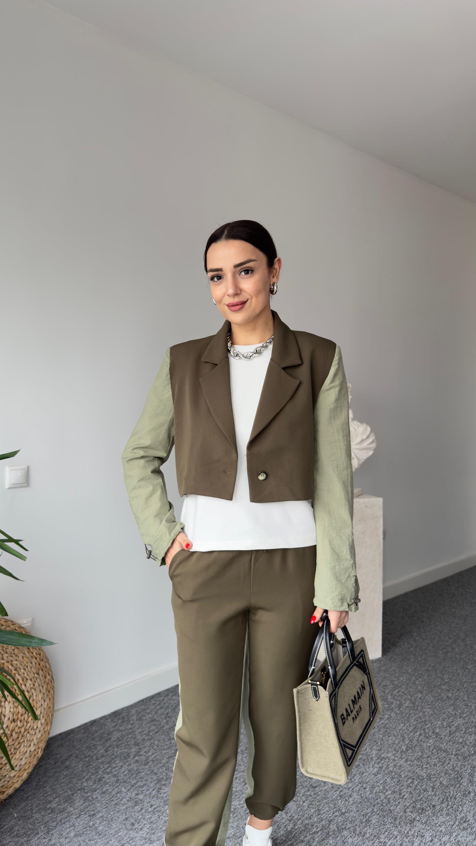 Tek Düğme Paraşüt Garnili Ceket