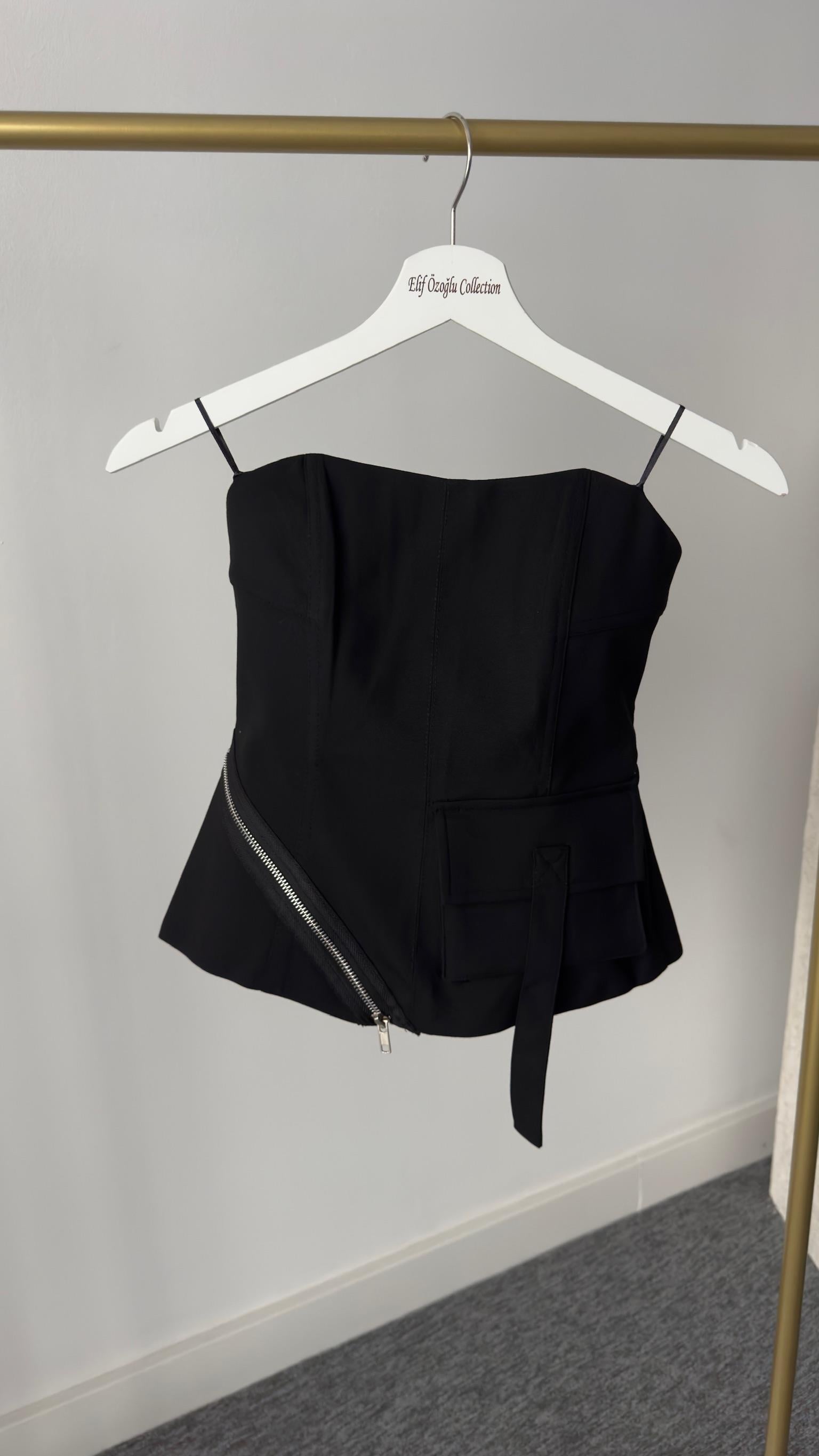 Rami Fermuar Detaylı Siyah Büstiyer