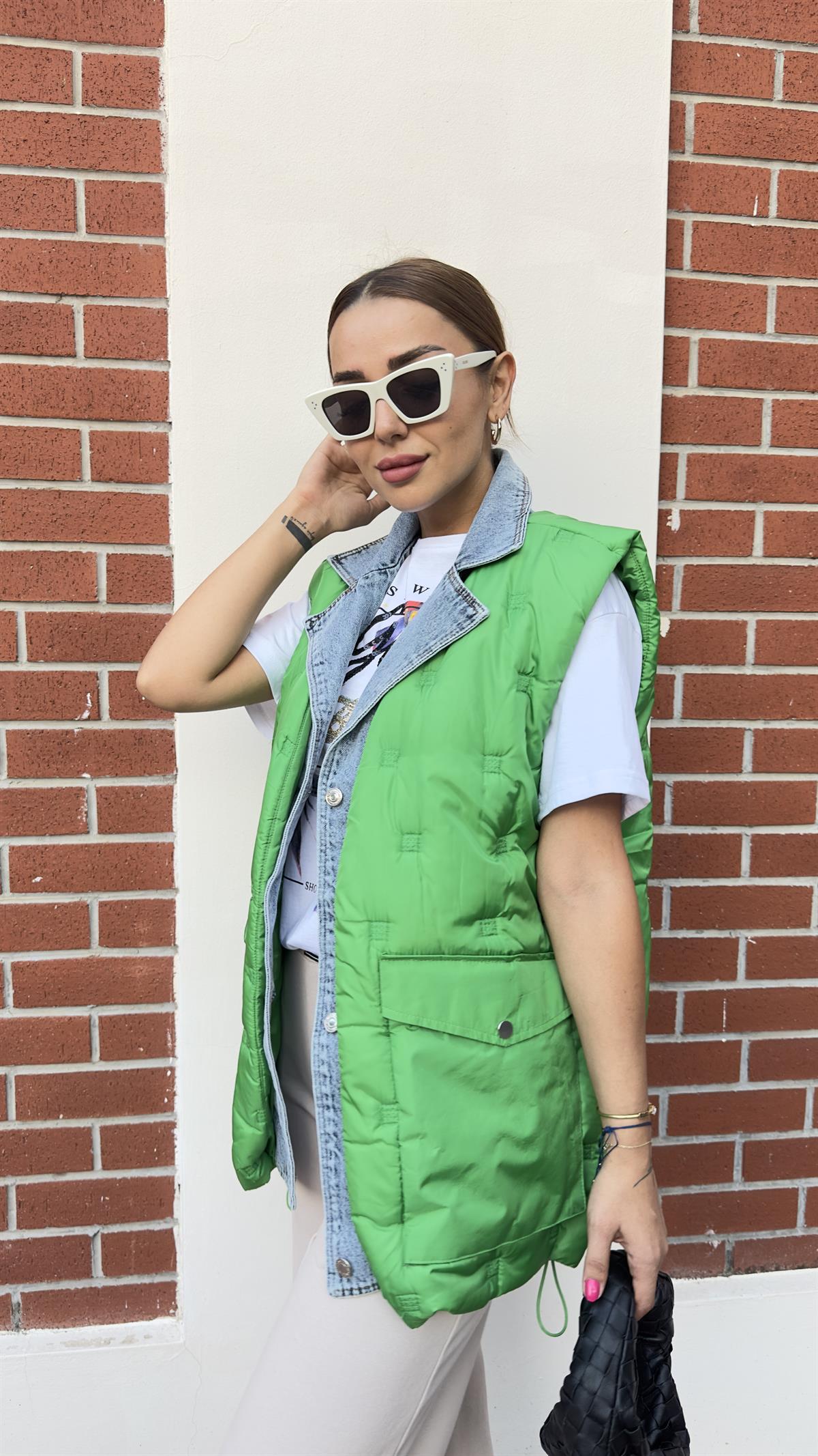 Trio Kot Detay Yeşil Şişme Yelek