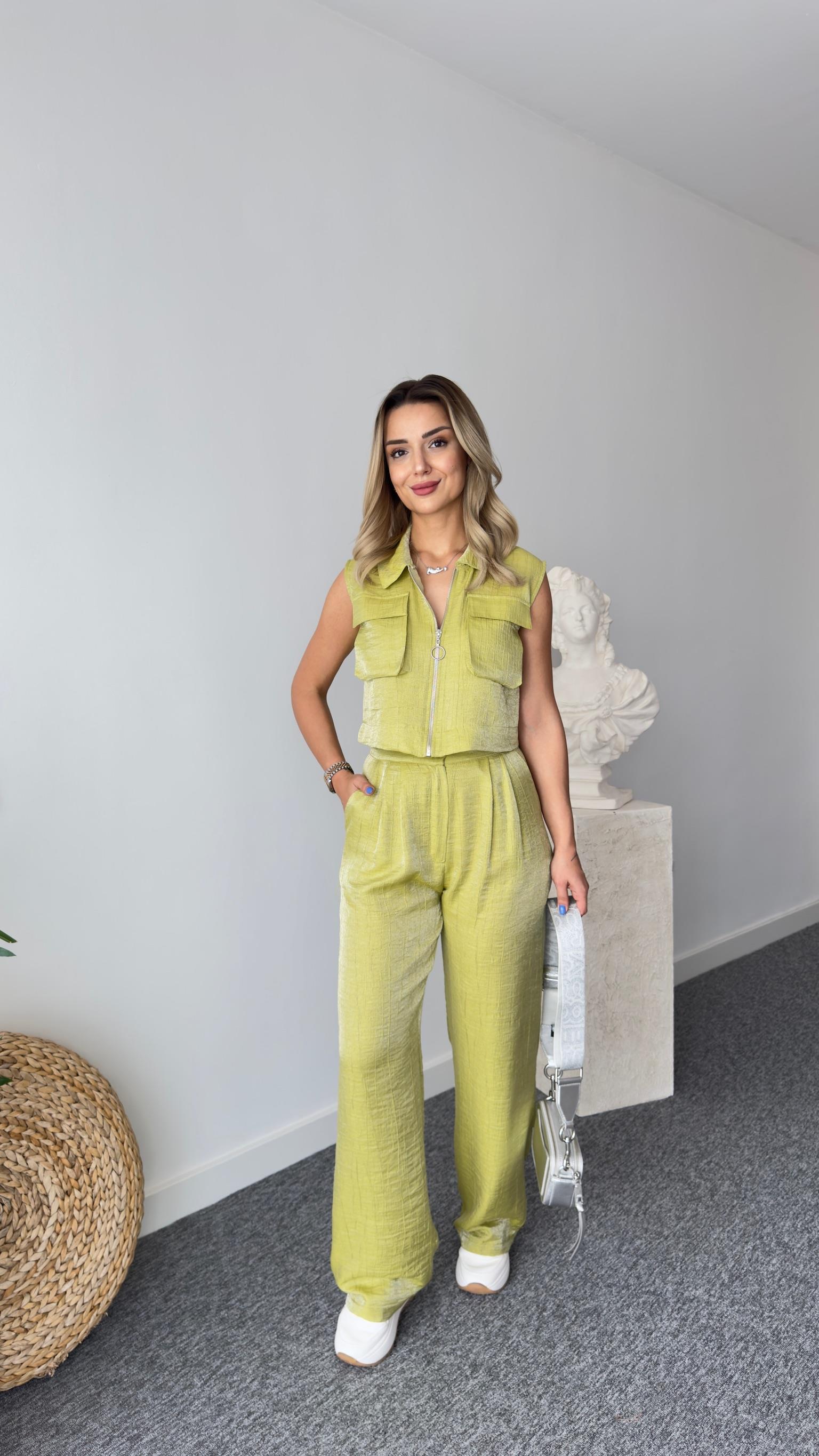 Gjen Fermuarlı Olive İkili Takım 