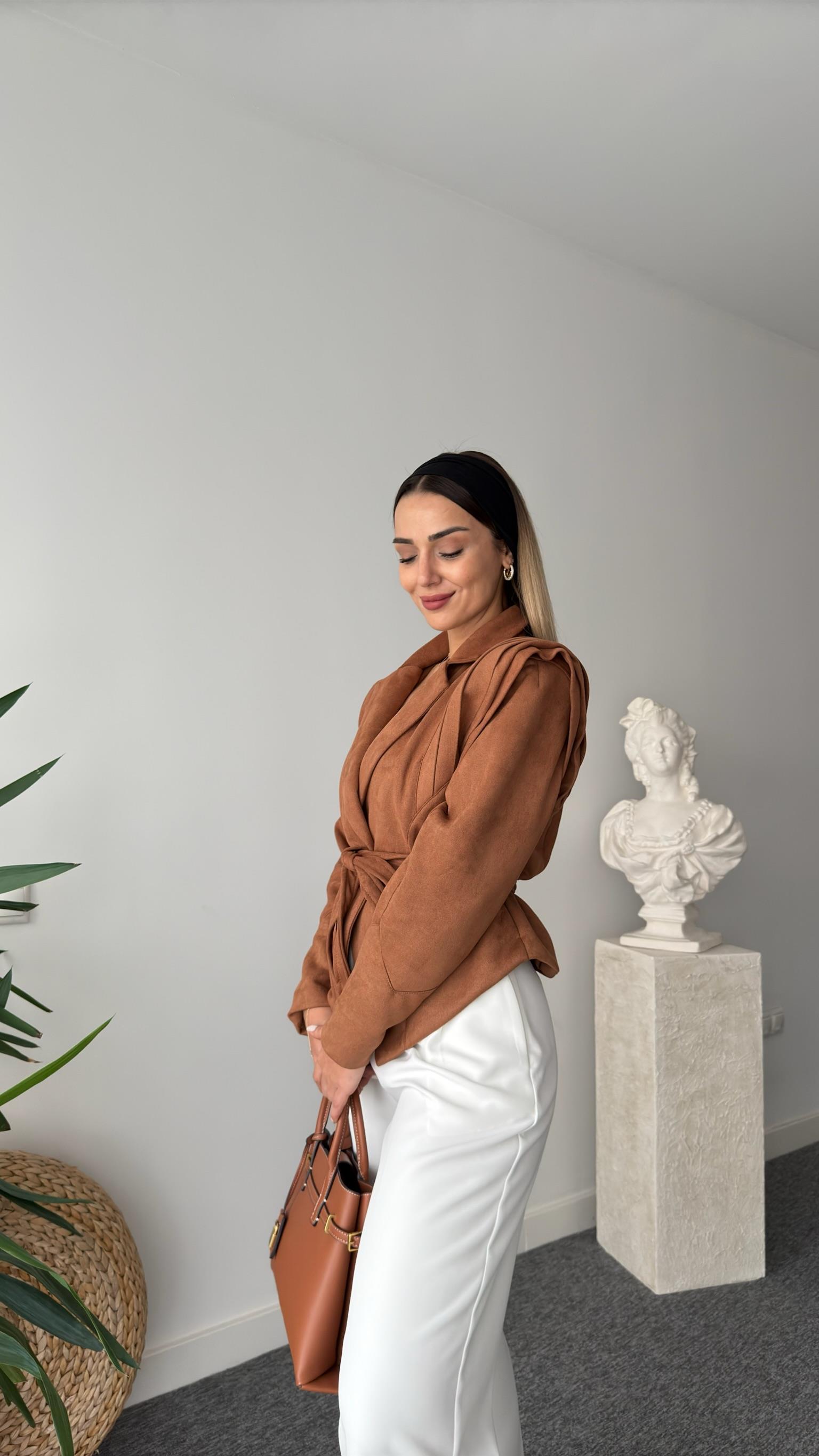 Raul Marka Model Kuşaklı Süet Ceket