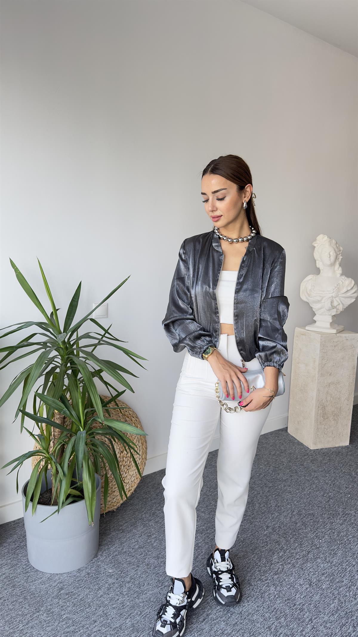 Zra Model Saten Folyo Baskı Ceket