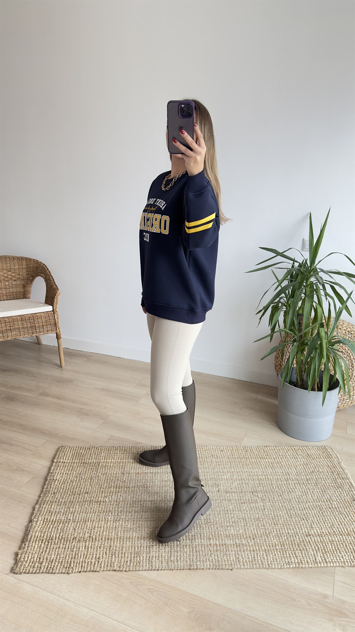 Original Baskı Lacivert Sweat