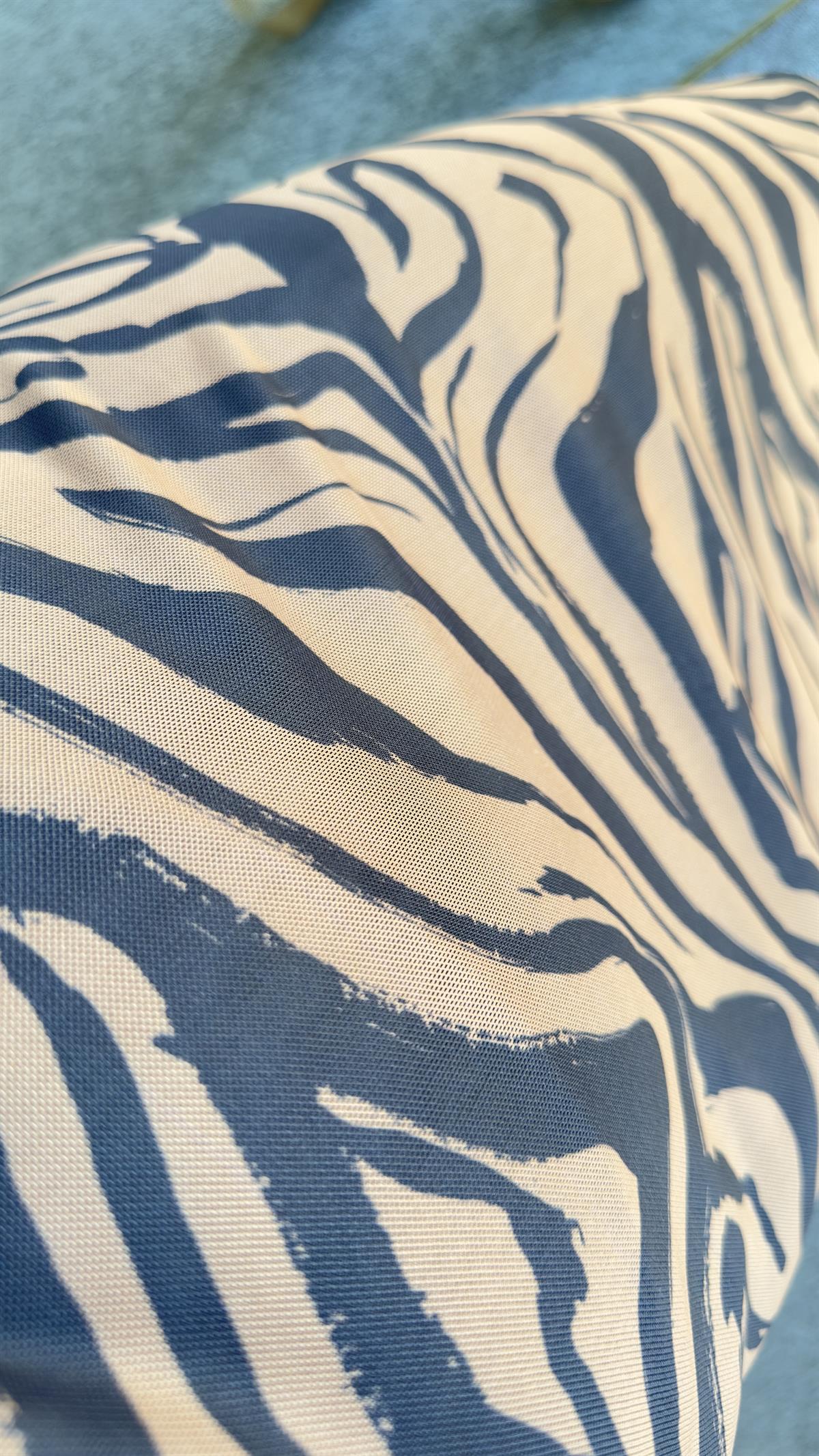 Lıme Zebra Desen Parçalı Uzun Elbise