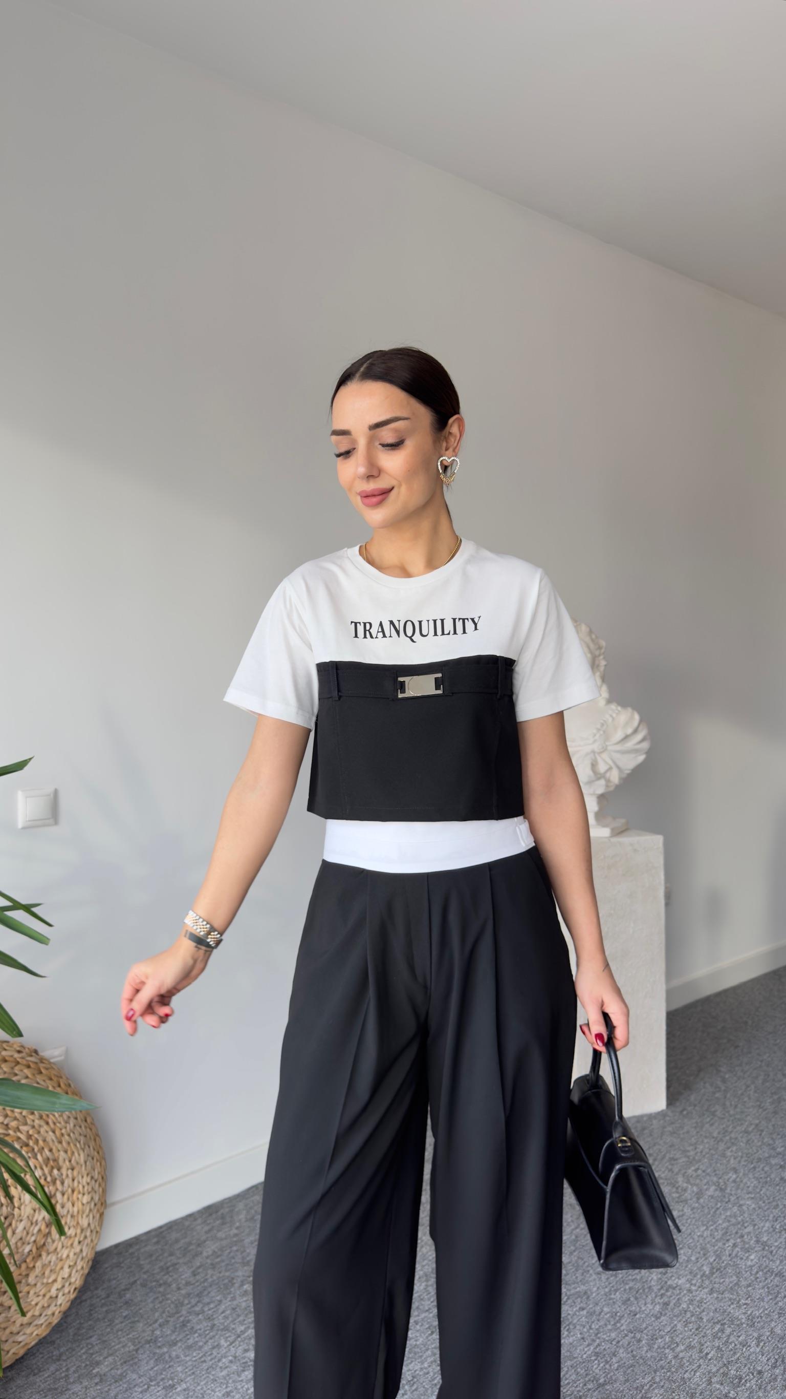Tranquılıty Baskı Siyah Tshirt