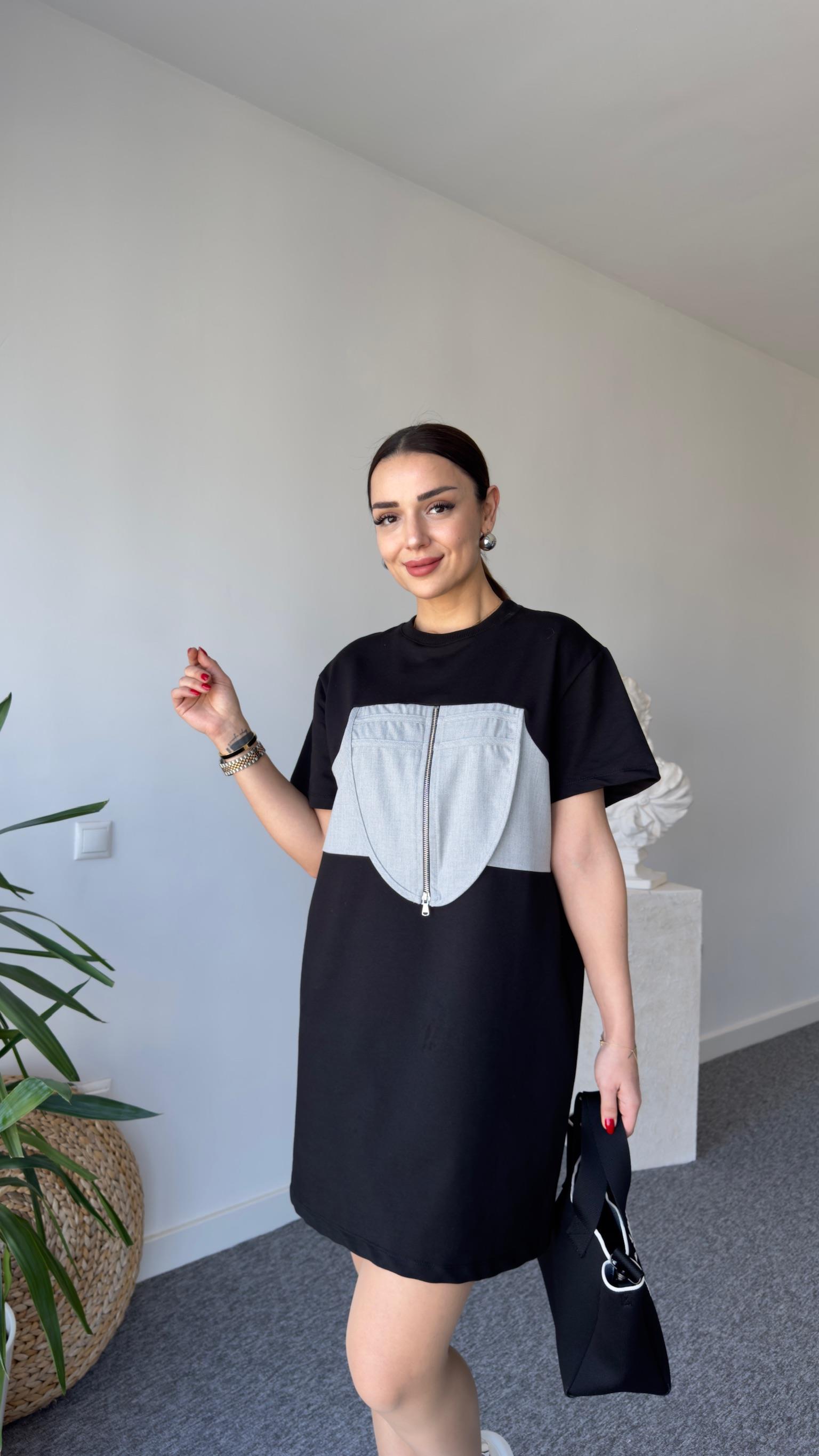 Marka Model Önü Fermuarlı Elbise 
