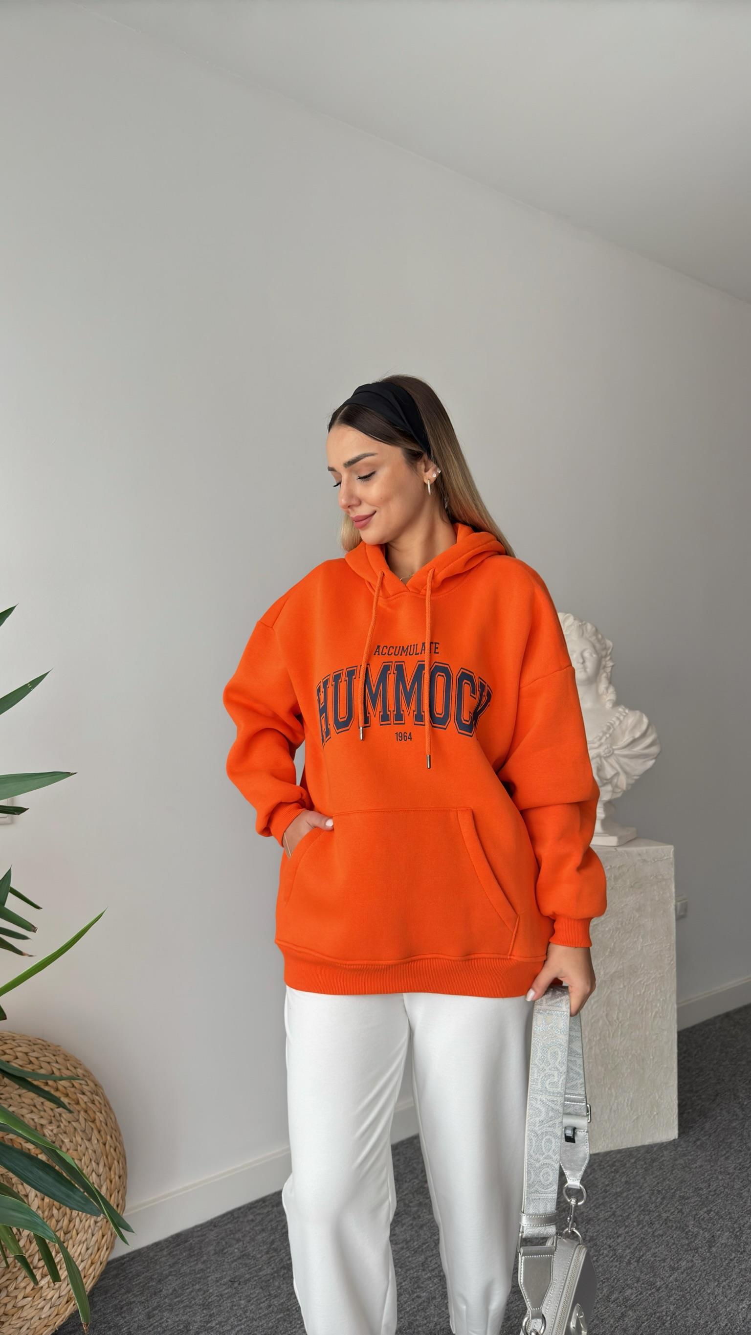 Hummock Yazılı Turuncu Sweatshirt