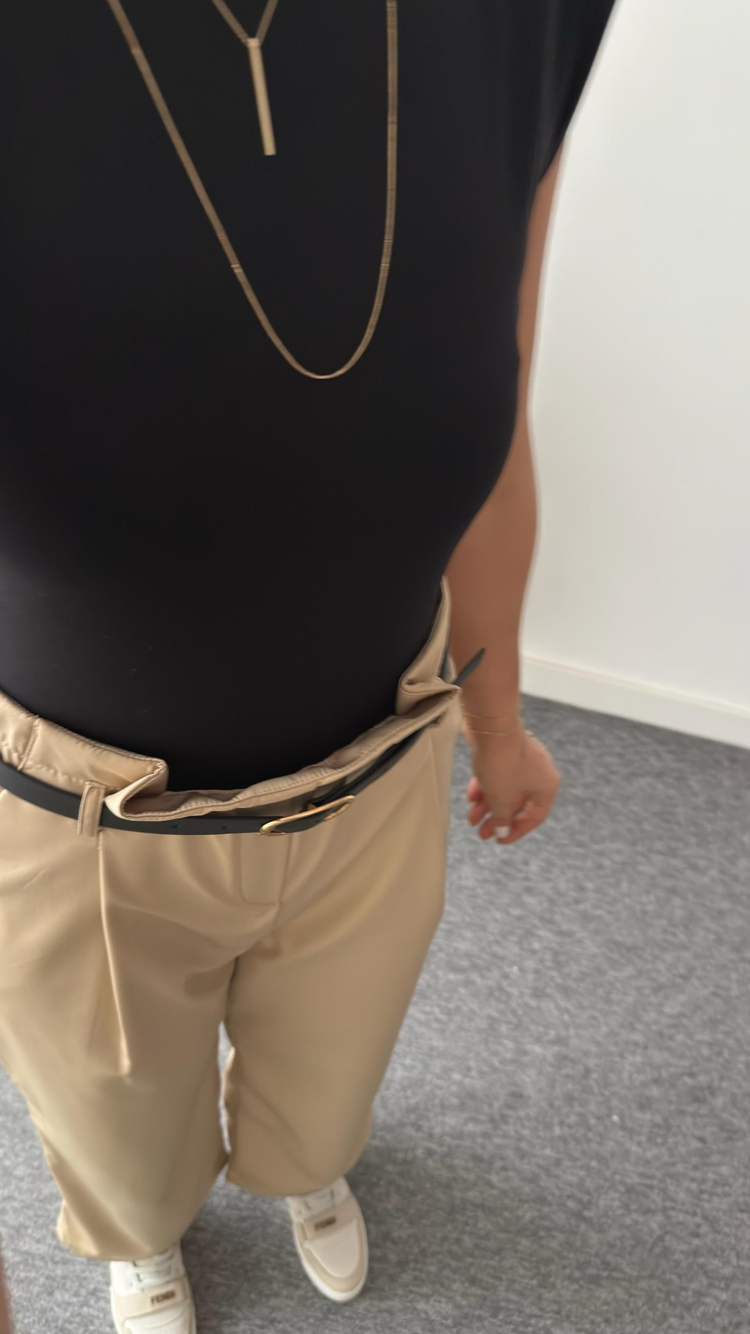 Solena Beli Kemerli Kontrast Tulum