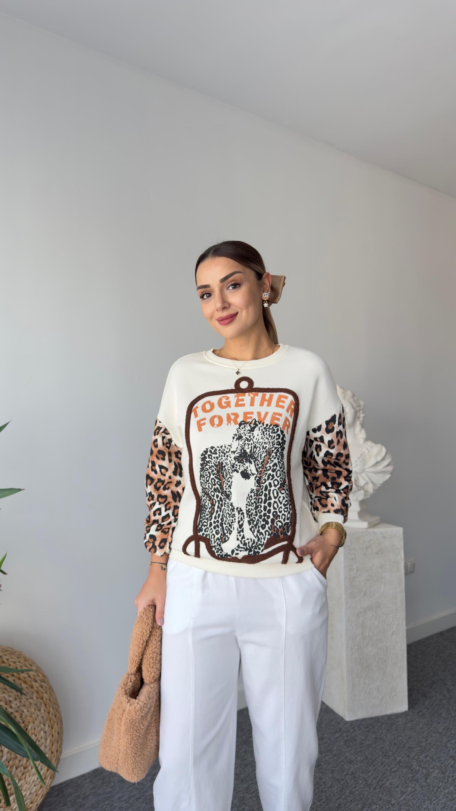 Brat Kollar Leopar Desenli Baskılı Sweat