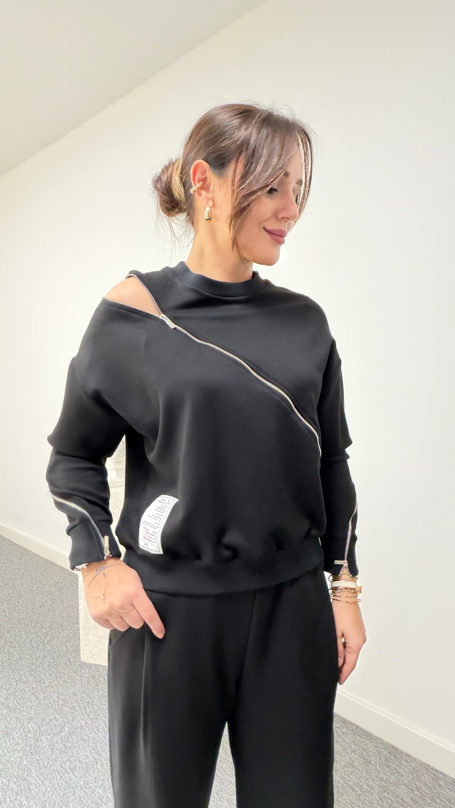 Glina Fermuar Ve Etiket Detaylı Modal Sweat
